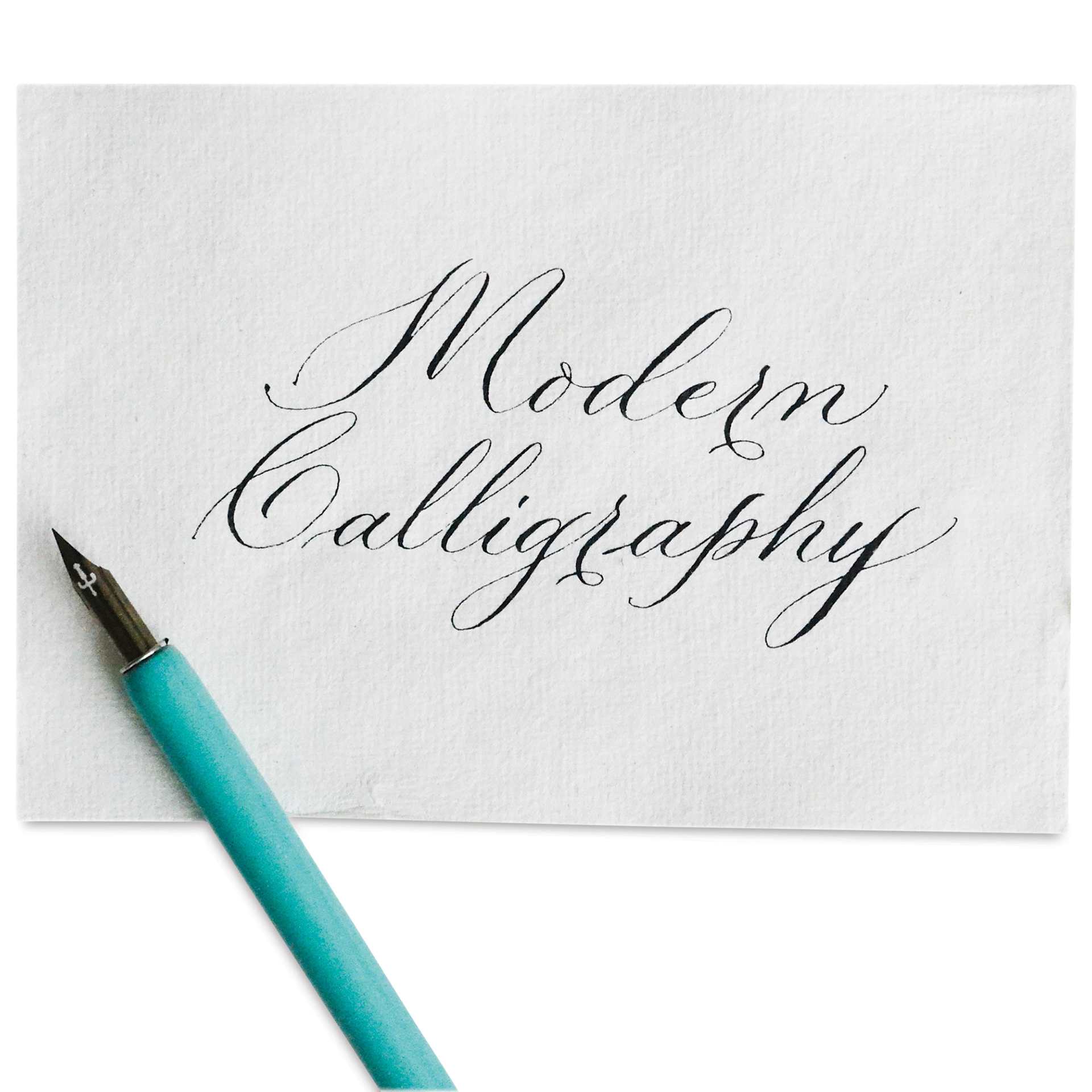Manuscript Modern Calligraphy Dip Pen Set - Teal pen with written example