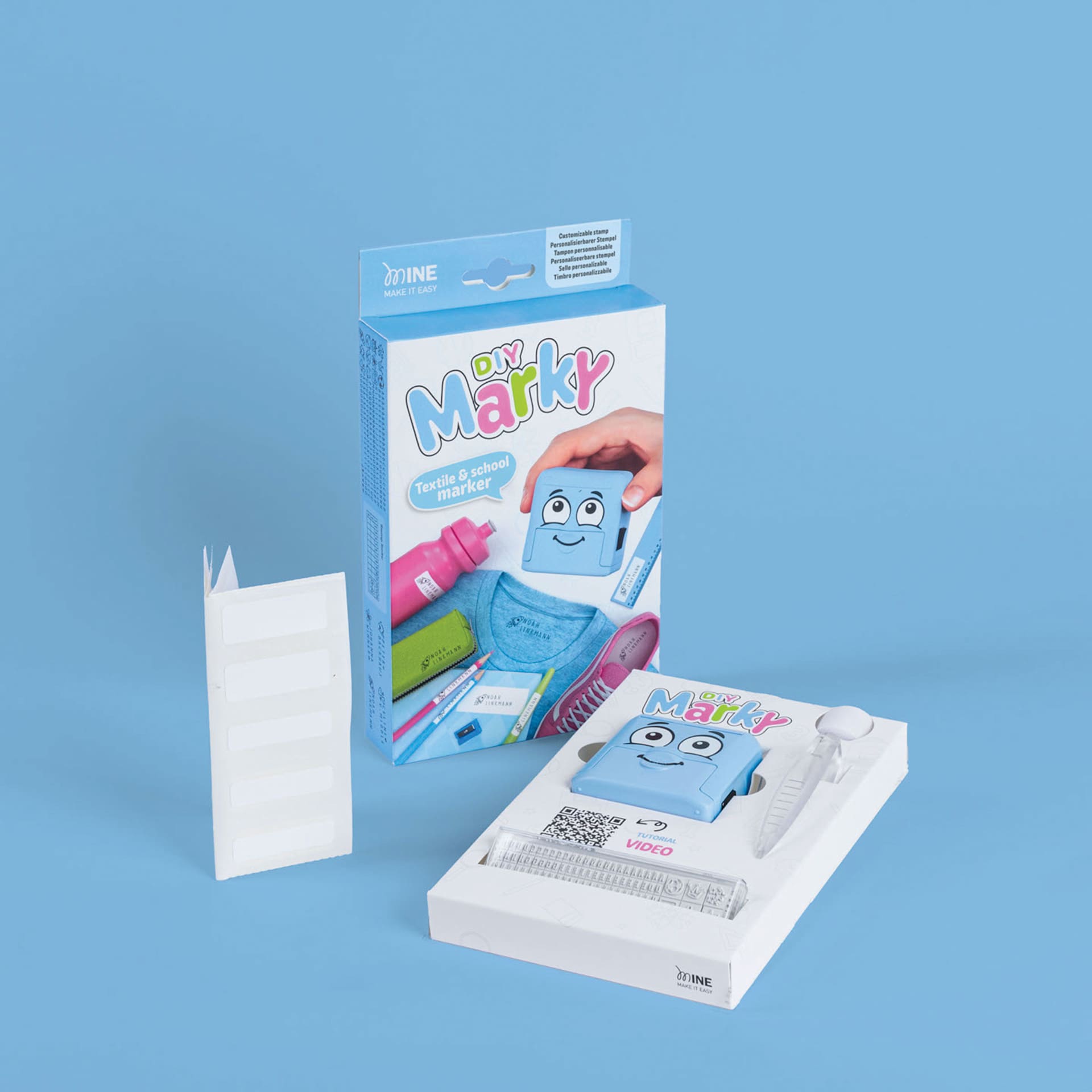 Colop DIY Marky Textile Stamp Set - Light Blue out of packaging