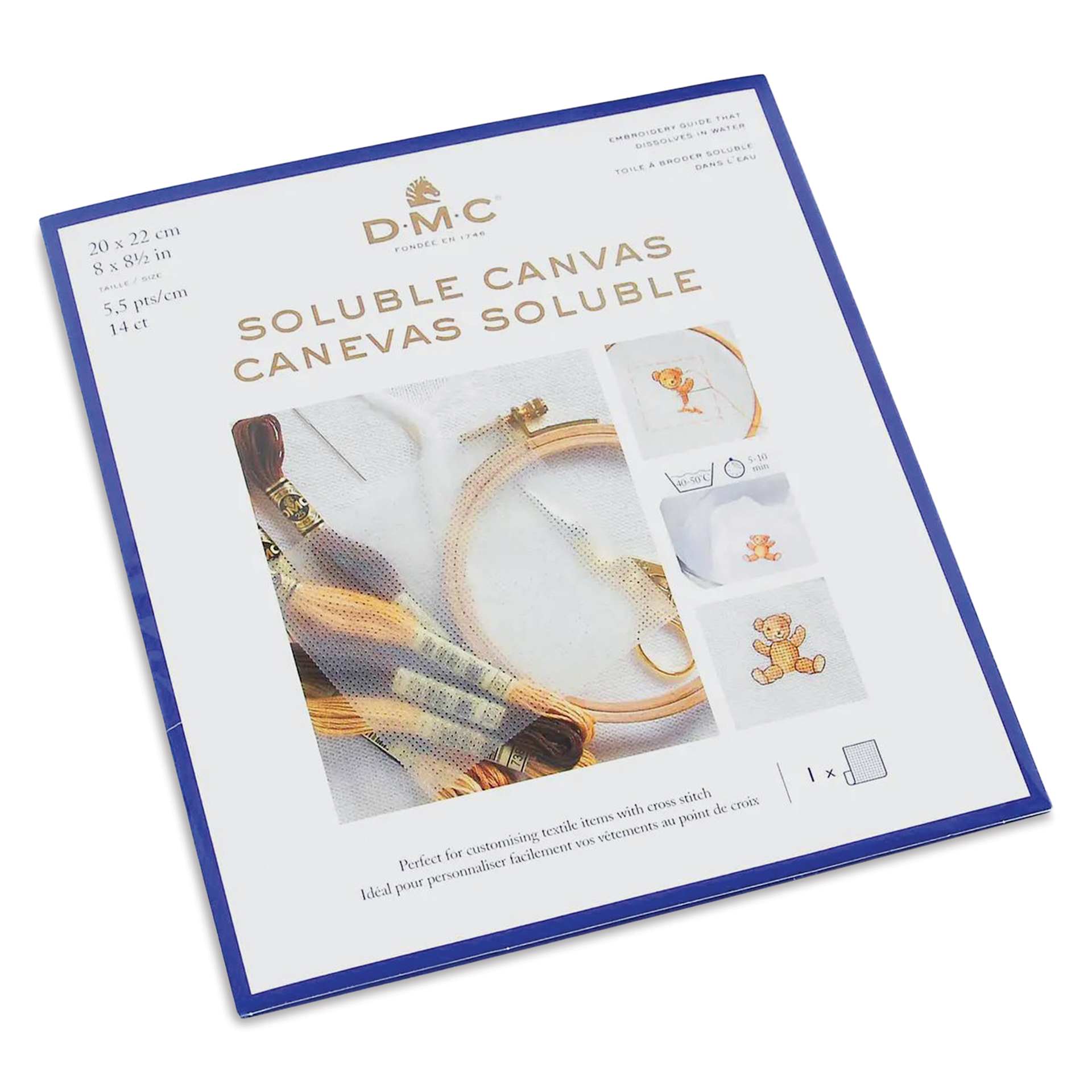 DMC Soluble Canvas - White, 8" x 8-1/2", Pkg of 14