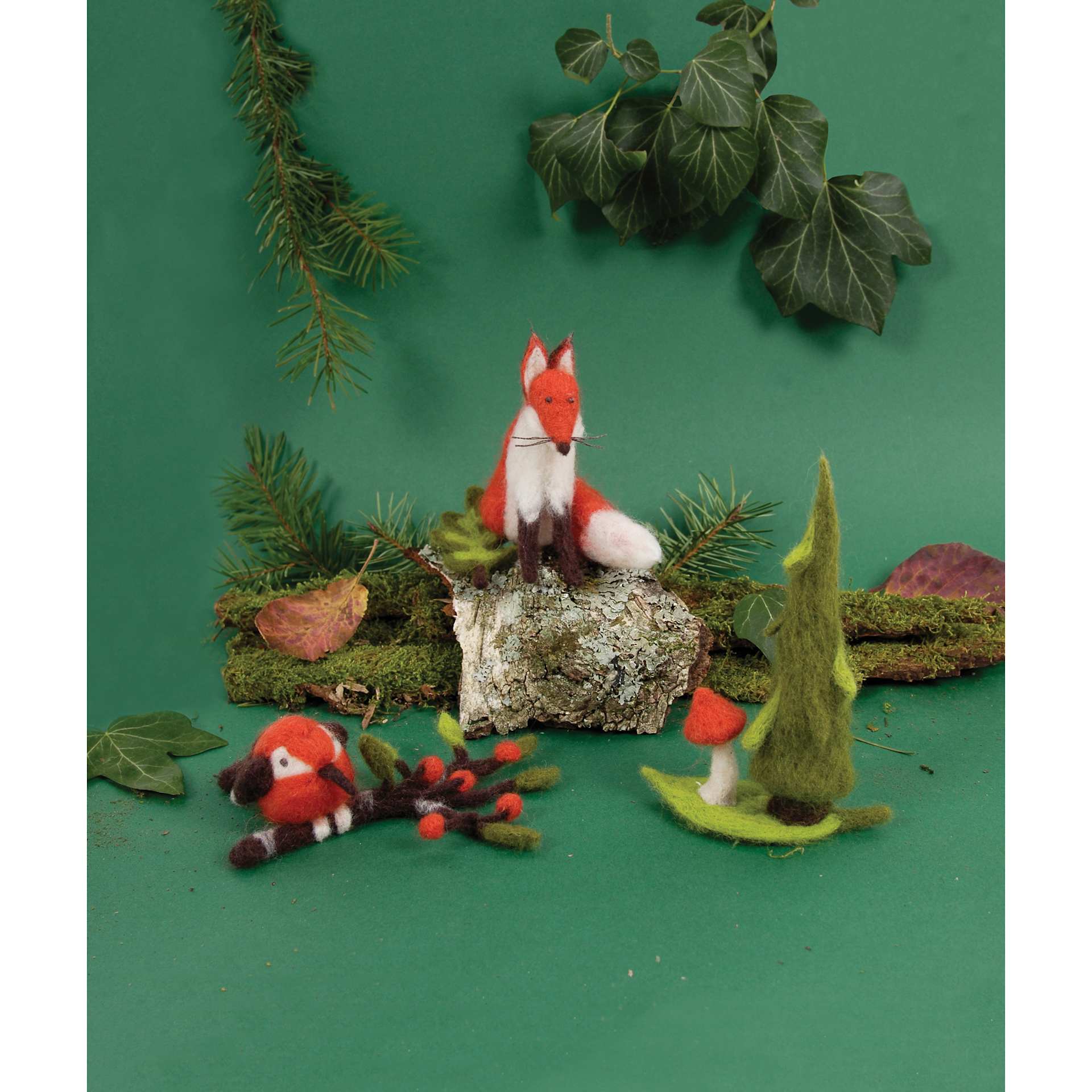 DMC Felting Kit - Woodland showing completed projects