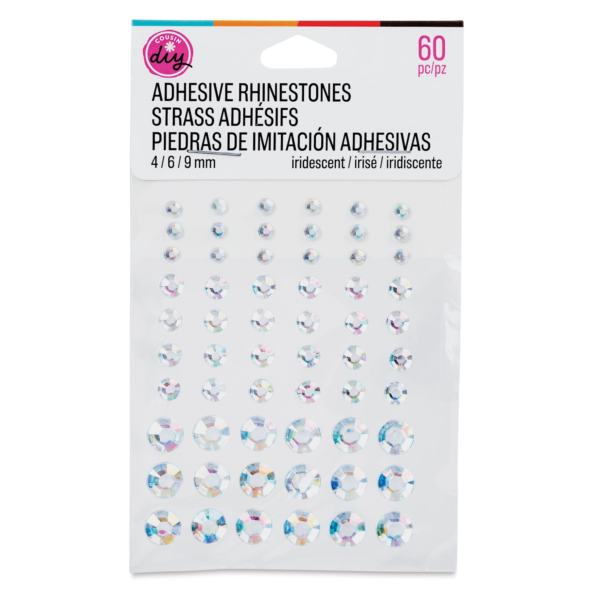 Cousin DIY Adhesive Rhinestones - Pkg of 60, Aurora front of packaging