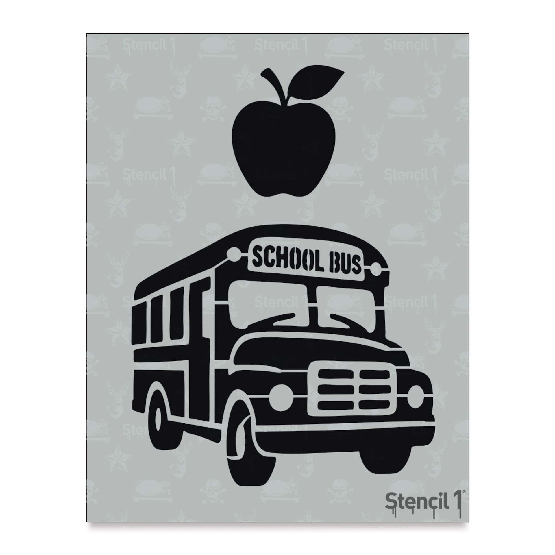 Stencil1 101 School Stencil System, Apple and Schoolbus