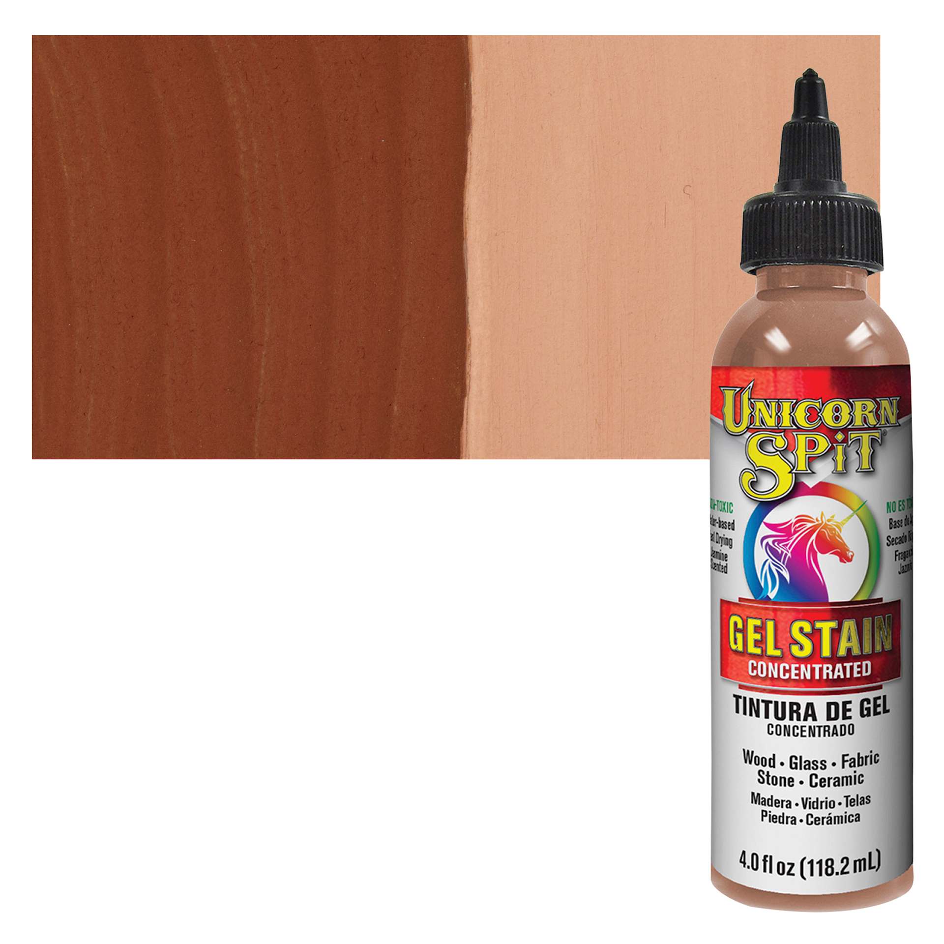 Unicorn Spit Gel Stain and Glaze - Squirrel, 4 oz - Bottle and Swatch