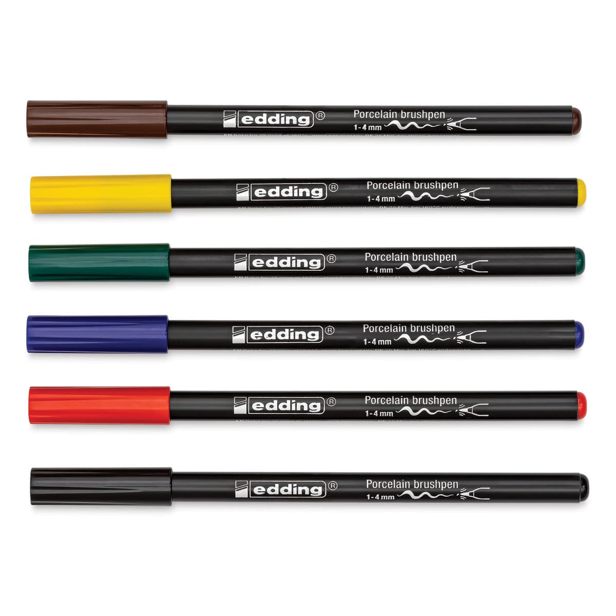 Edding 4200 Series Porcelain Brush Pens - Set of 6, Family (Pens with caps on)
