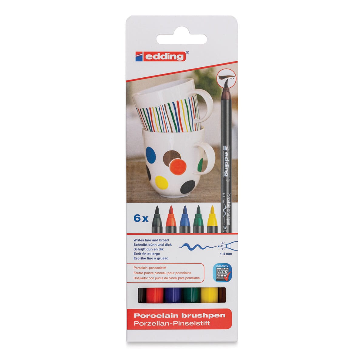 Edding 4200 Series Porcelain Brush Pens - Set of 6, Family (Front of packaging) Edding 4200 Series Porcelain Brush Pens - Set of 6, Family (Front of packaging)