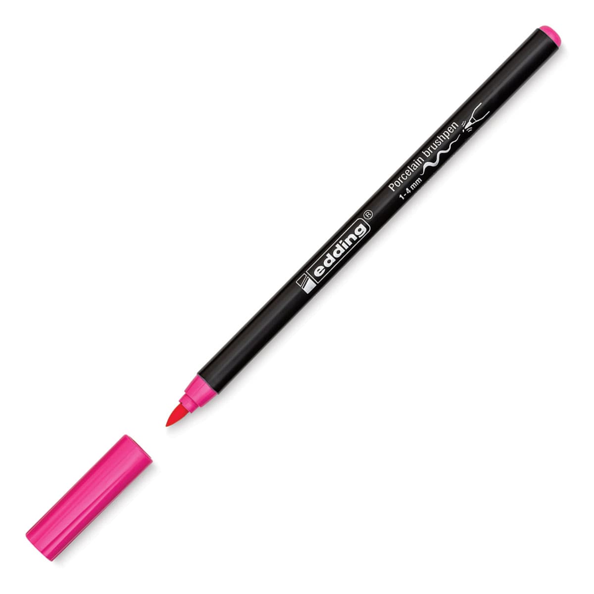 Edding 4200 Series Porcelain Brush Pen - Pink (Cap off)