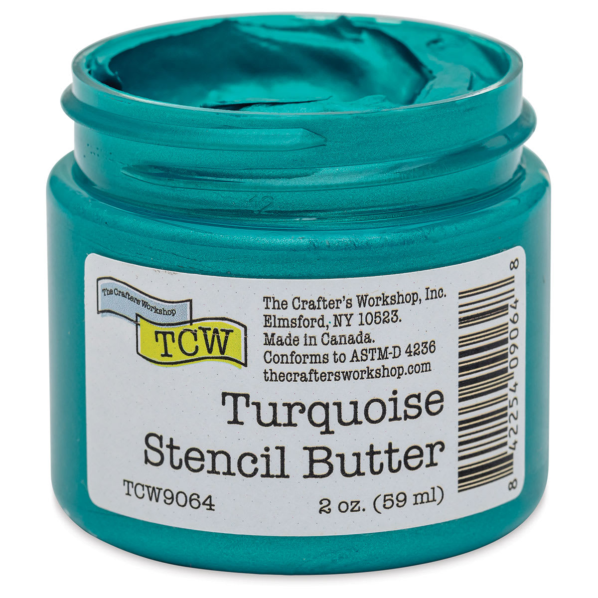 Stencil Butter Acrylic Paint - Turquoise, 2 oz, Jar (Shown without lid)