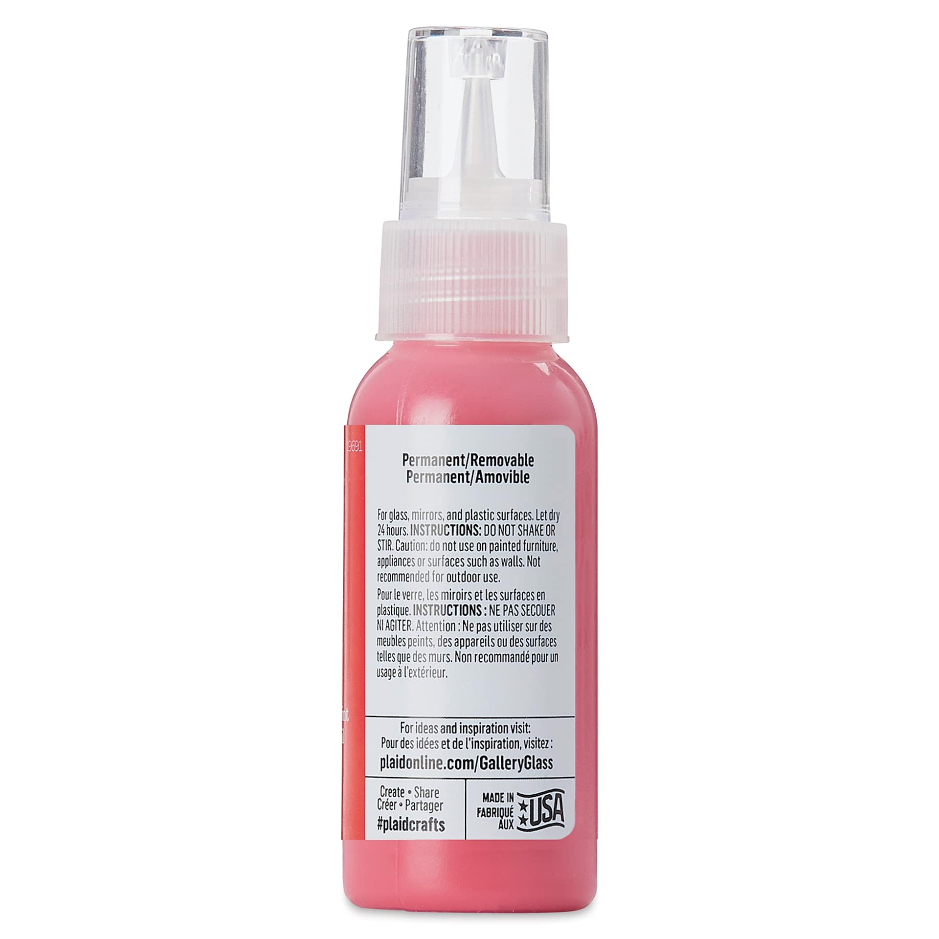 Gallery Glass Paint - Ruby Red, 2 oz (Back of bottle)