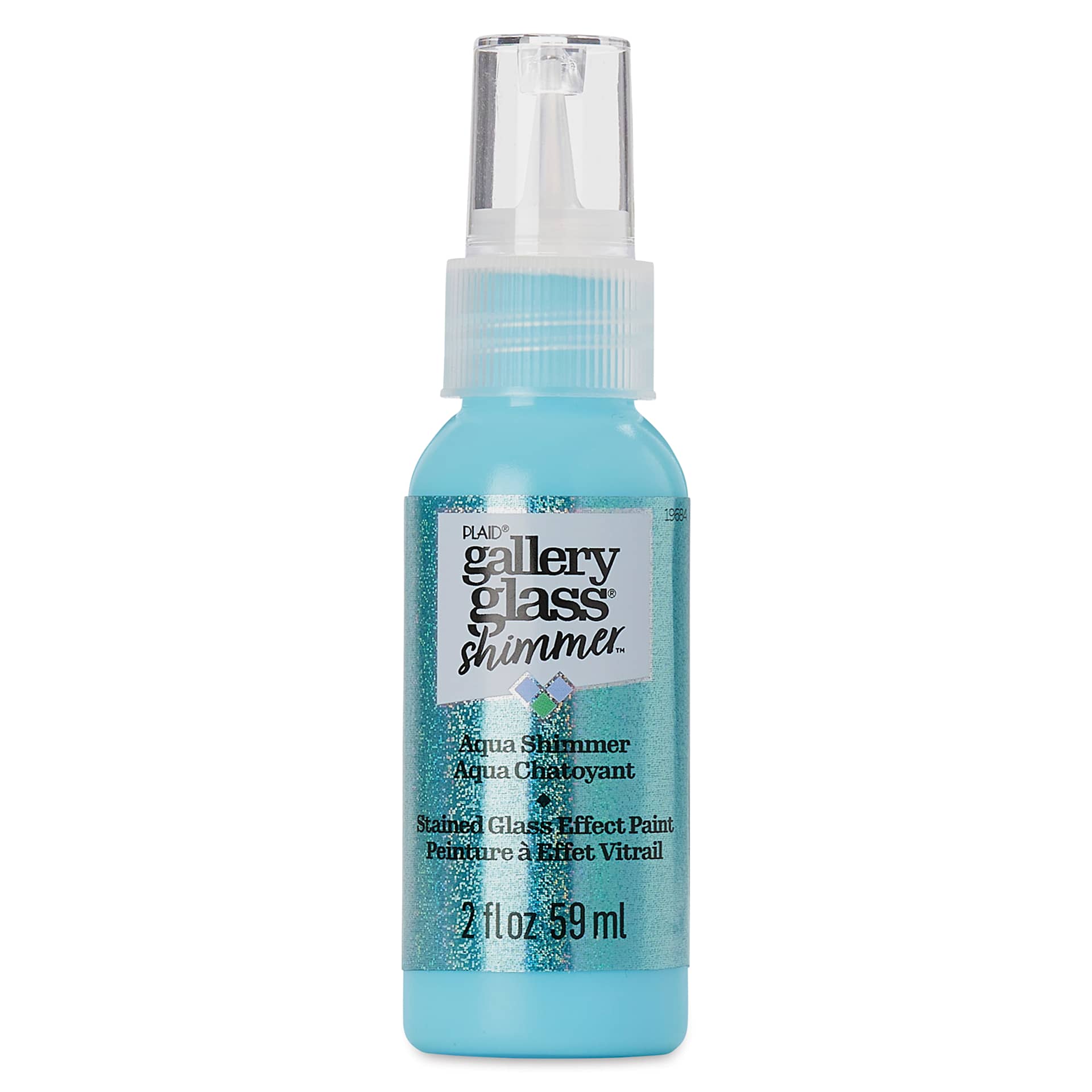 Gallery Glass Paint - Shimmer Aqua, 2 oz (Front of bottle)