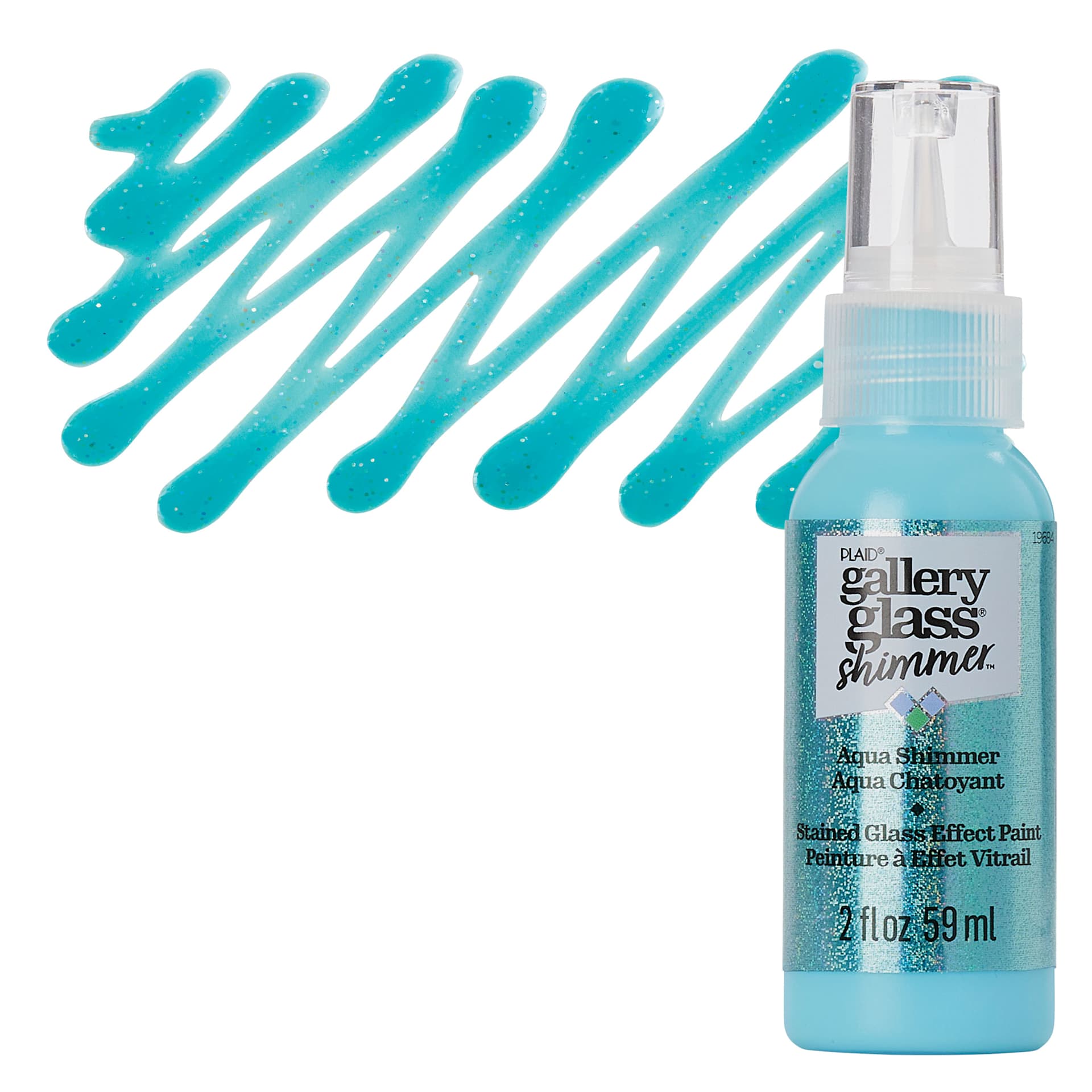 Gallery Glass Paint - Shimmer Aqua, 2 oz bottle and swatch