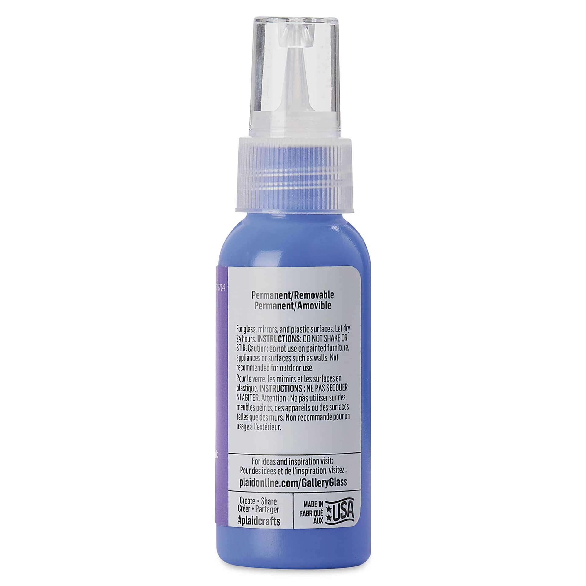 Gallery Glass Paint - Violet, 2 oz (Back of bottle)