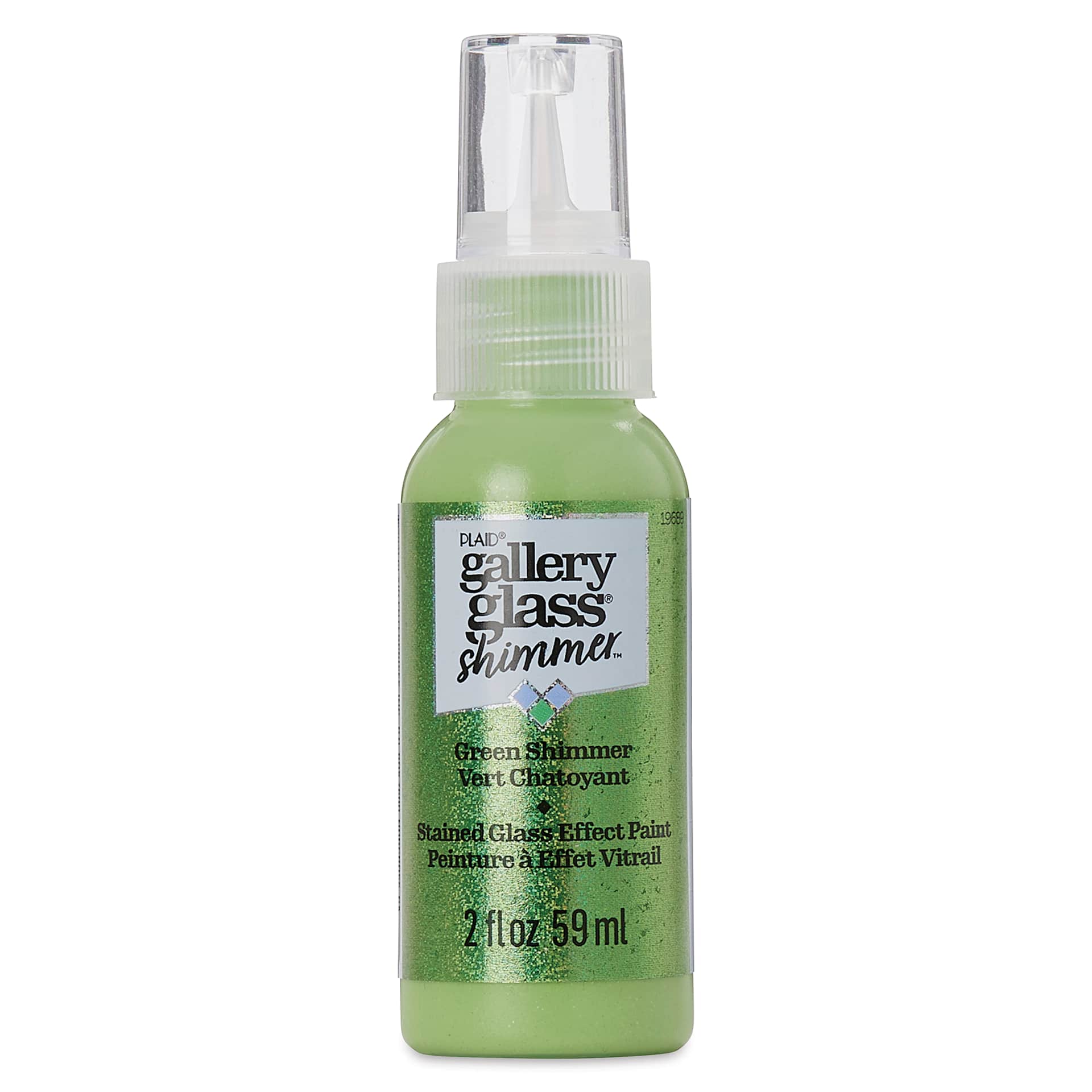 Gallery Glass Paint - Shimmer Green, 2 oz (Front of bottle)