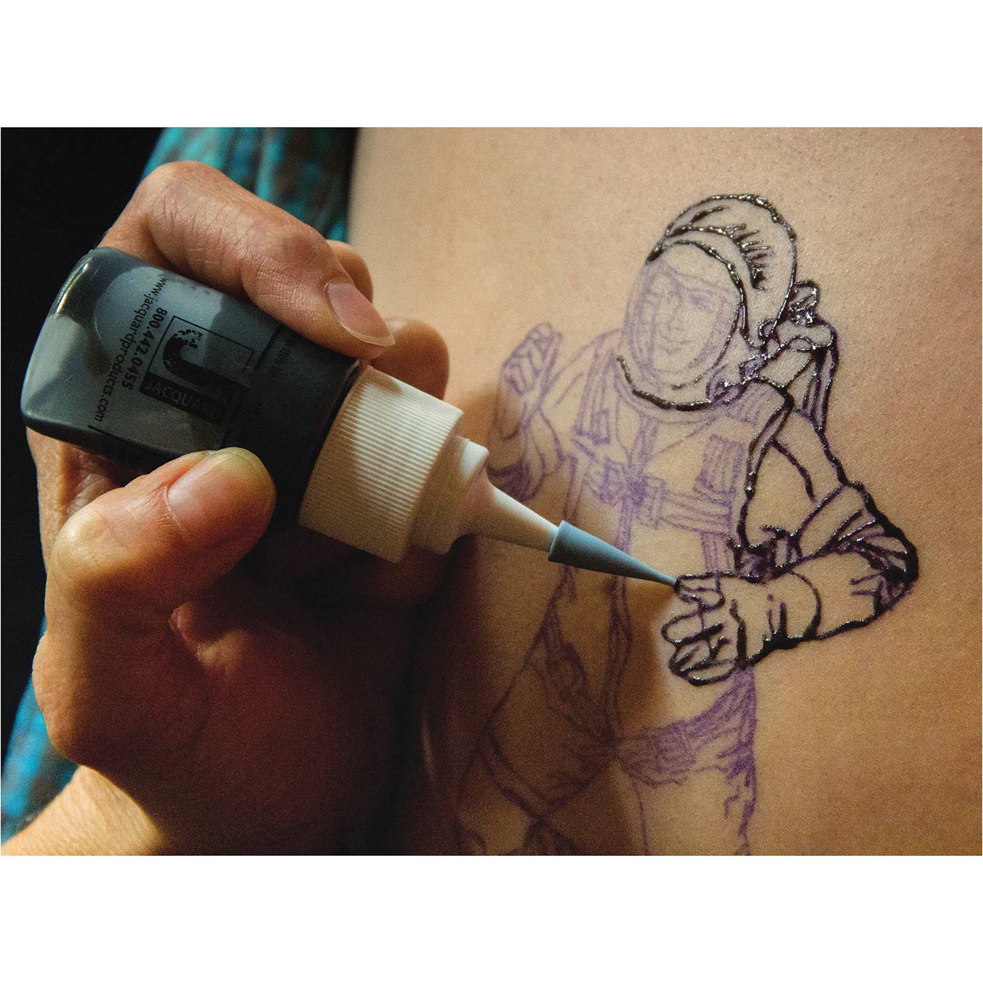 Jacquard Spirit Body Art Transfer Paper - 10 sheets, 11-7/8" x 8-3/8" (Astronaut transferred onto skin)