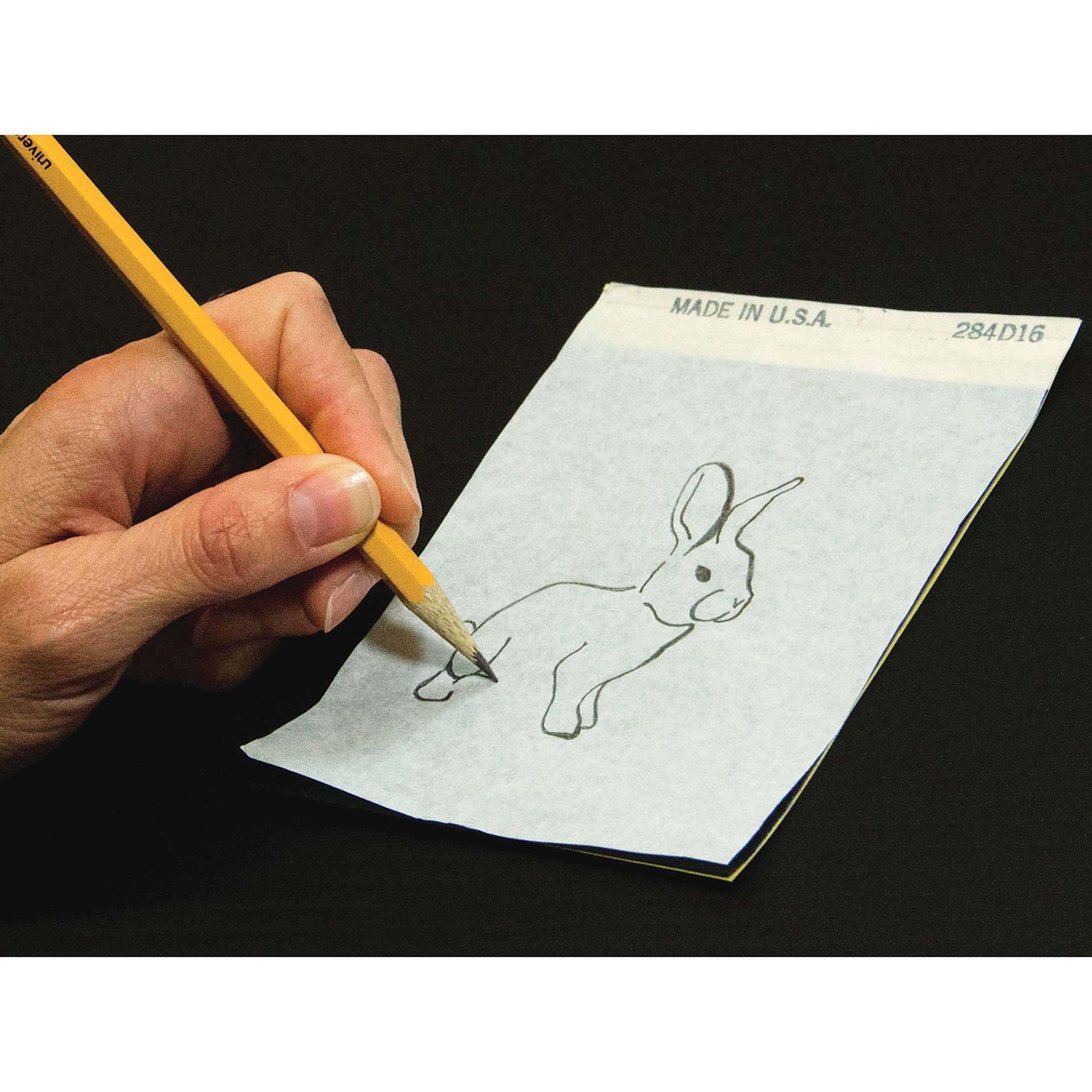 Jacquard Spirit Body Art Transfer Paper - 10 sheets, 11-7/8" x 8-3/8" (Rabbit being drawn on transfer paper)