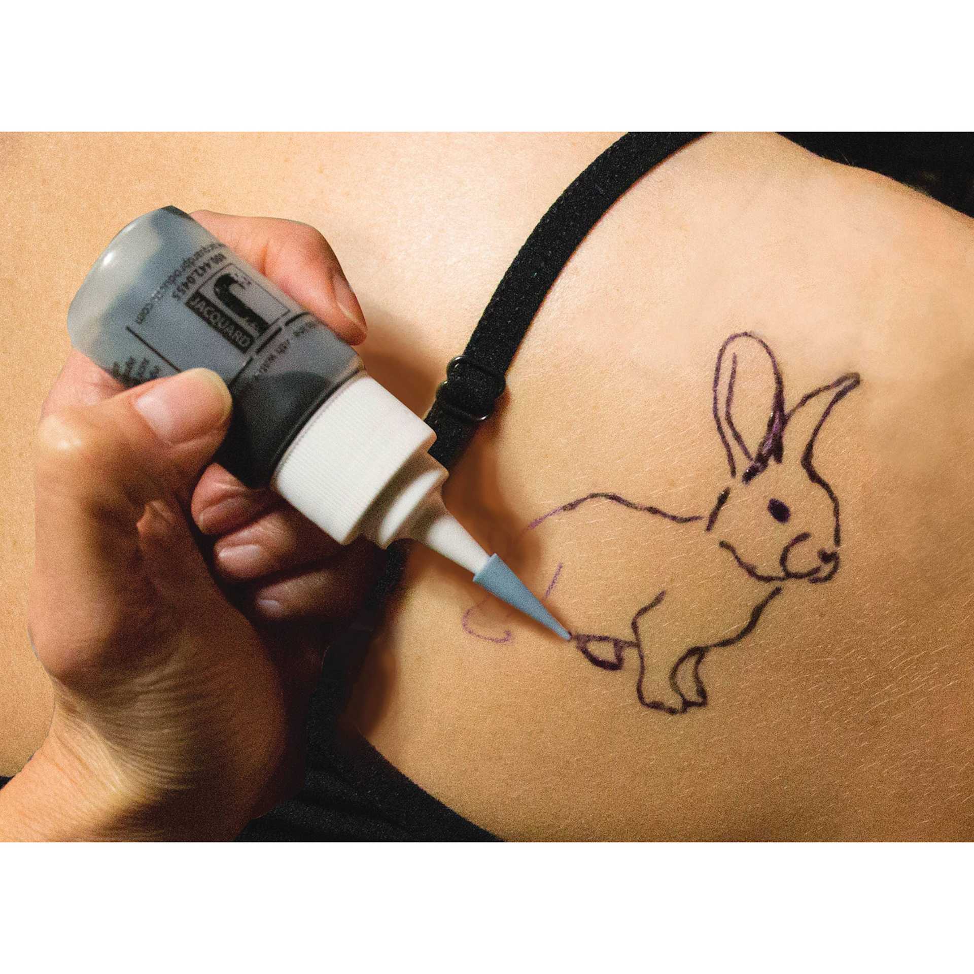 Jacquard Spirit Body Art Transfer Paper - 10 sheets, 11-7/8" x 8-3/8" (Rabbit transferred onto skin)