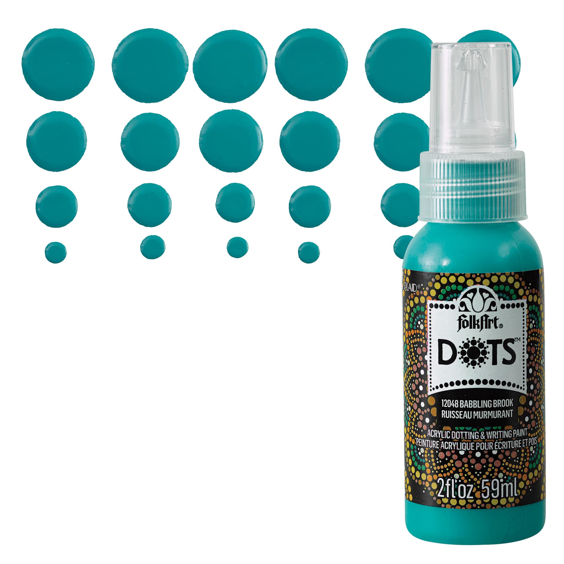 FolkArt Dots Acrylic Paint - Babbling Brook, 2 oz bottle and swatch