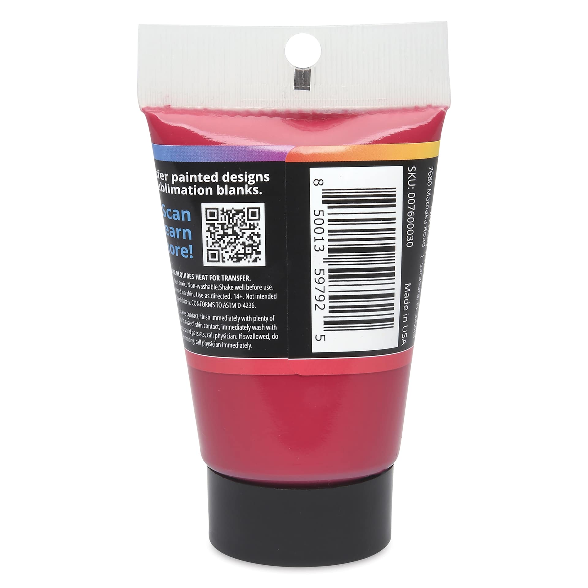 Artesprix Sublimation Acrylic Paint - Red, 2 oz Tube back