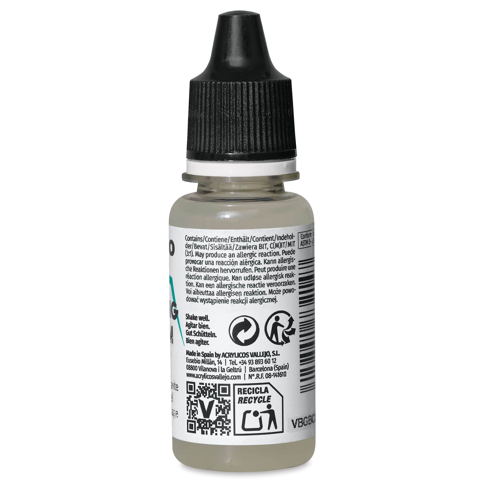 Vallejo Model Color Chipping Medium - 18 ml back of bottle