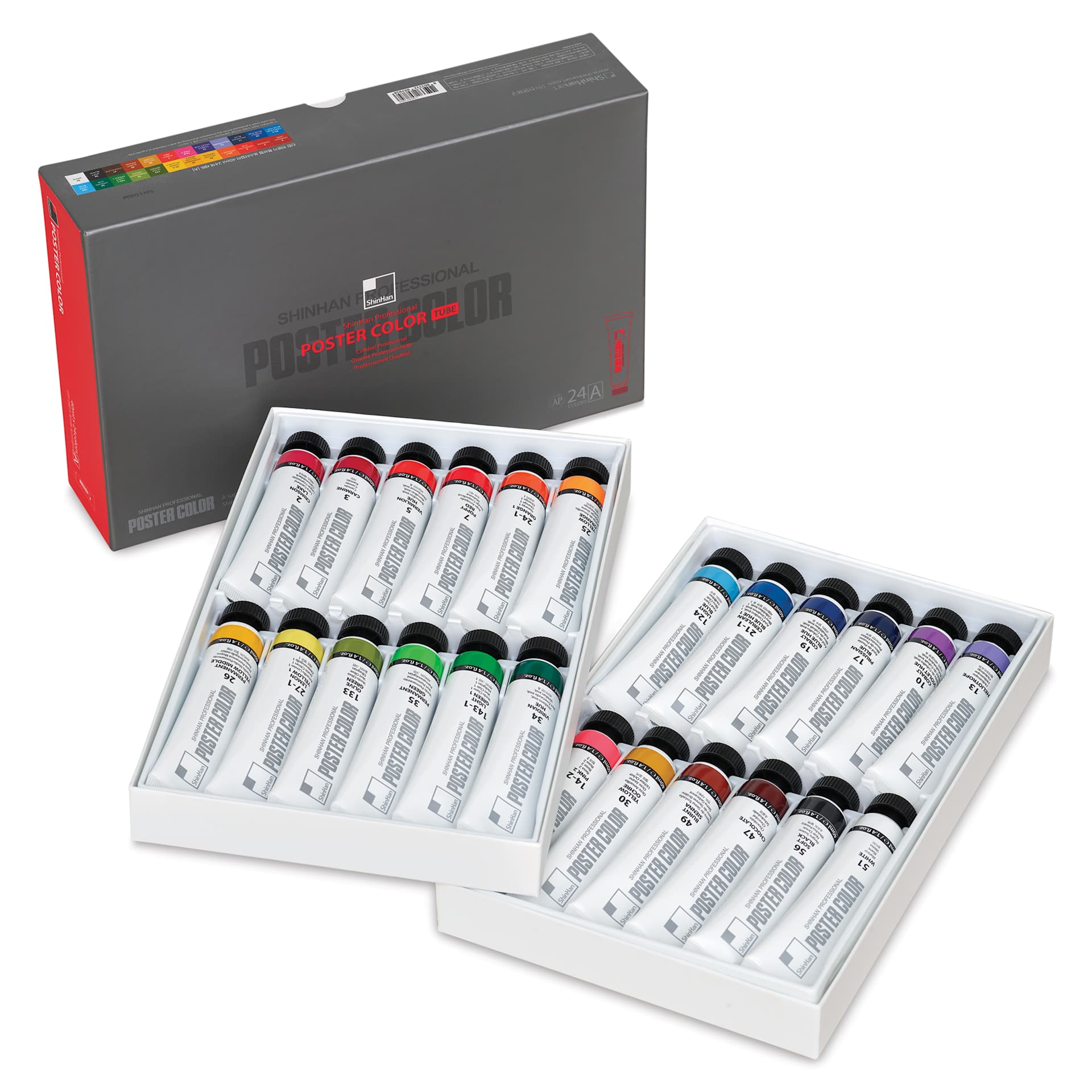 ShinHan Professional Poster Color Paints - Set of 24, Set A Colors, 40 ml