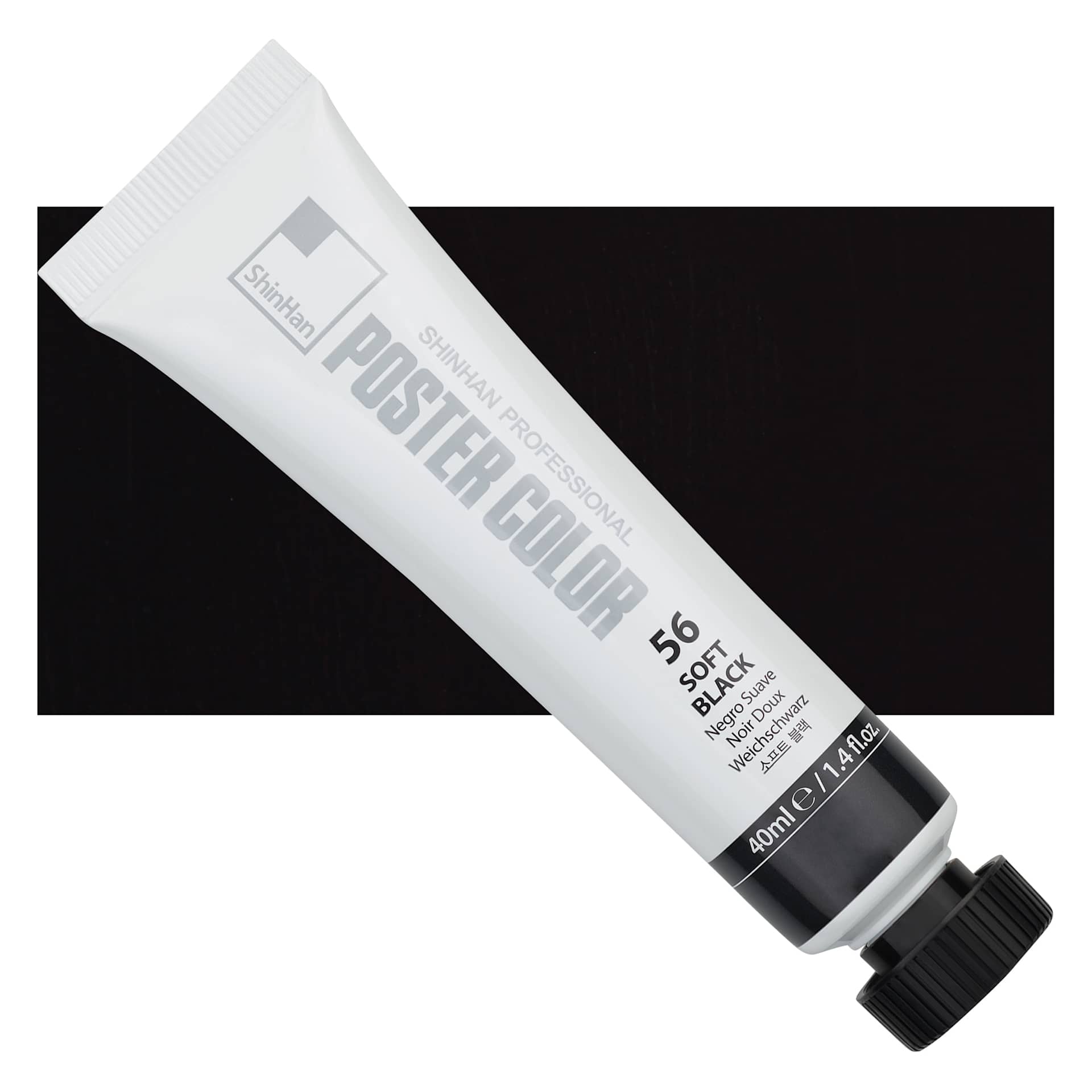 ShinHan Professional Poster Color Paint - Soft Black, 40 ml tube and swatch