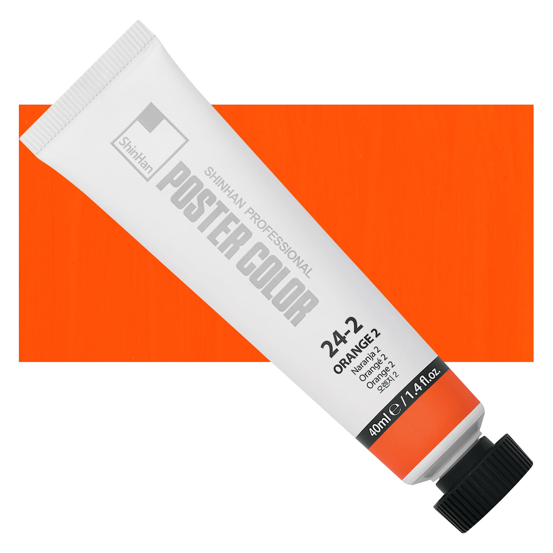 ShinHan Professional Poster Color Paint - Orange 2, 40 ml tube and swatch