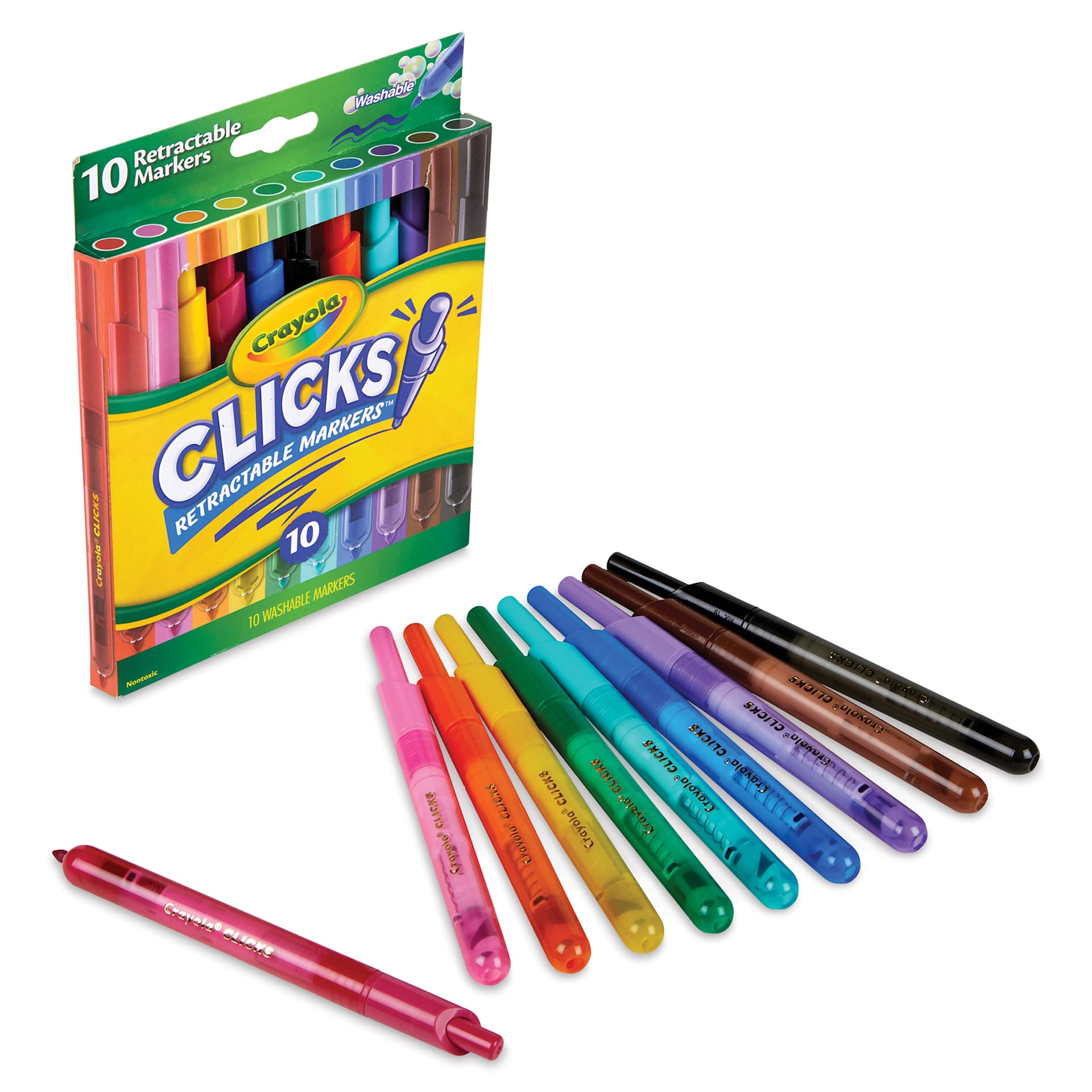 Crayola Clicks Retractable Marker Set, set contents out of packaging