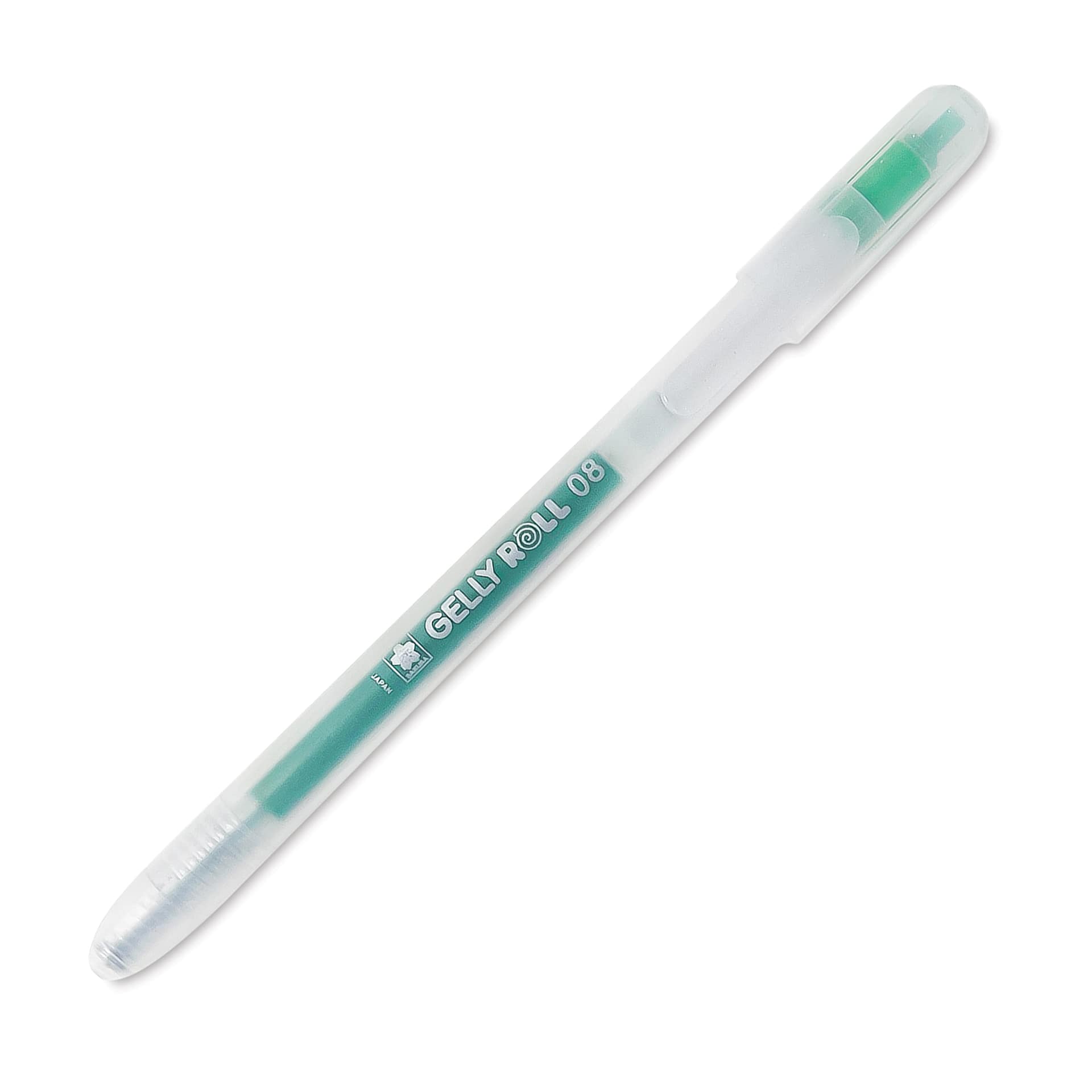 Sakura Gelly Roll Retractable Stardust Pen - Green Star, tip retracted