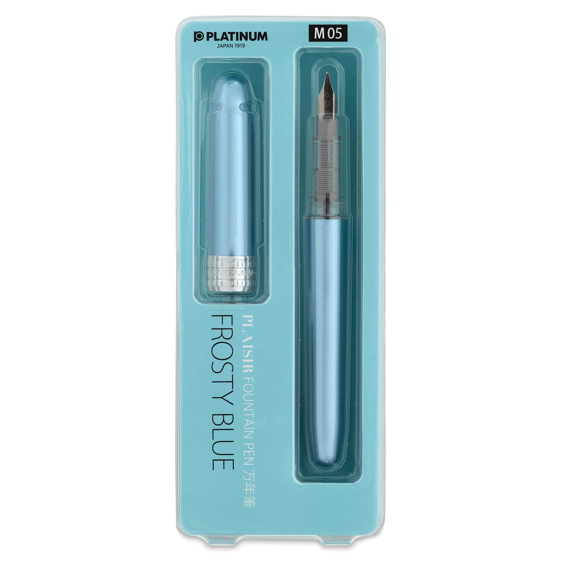 Platinum Plaisir Fountain Pen - Frosty Blue, Medium, front of package