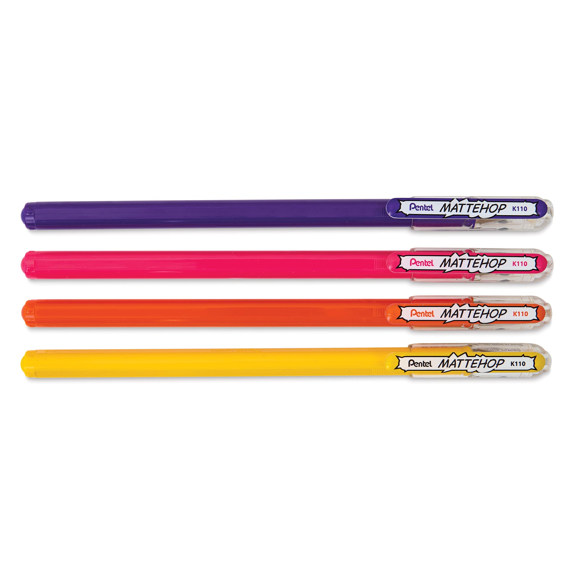 Pentel Arts Hybrid Mattehop Gel Roller Pens - Set B, Set of 4, caps on Pentel Arts Hybrid Mattehop Gel Roller Pens - Set B, Set of 4, caps on