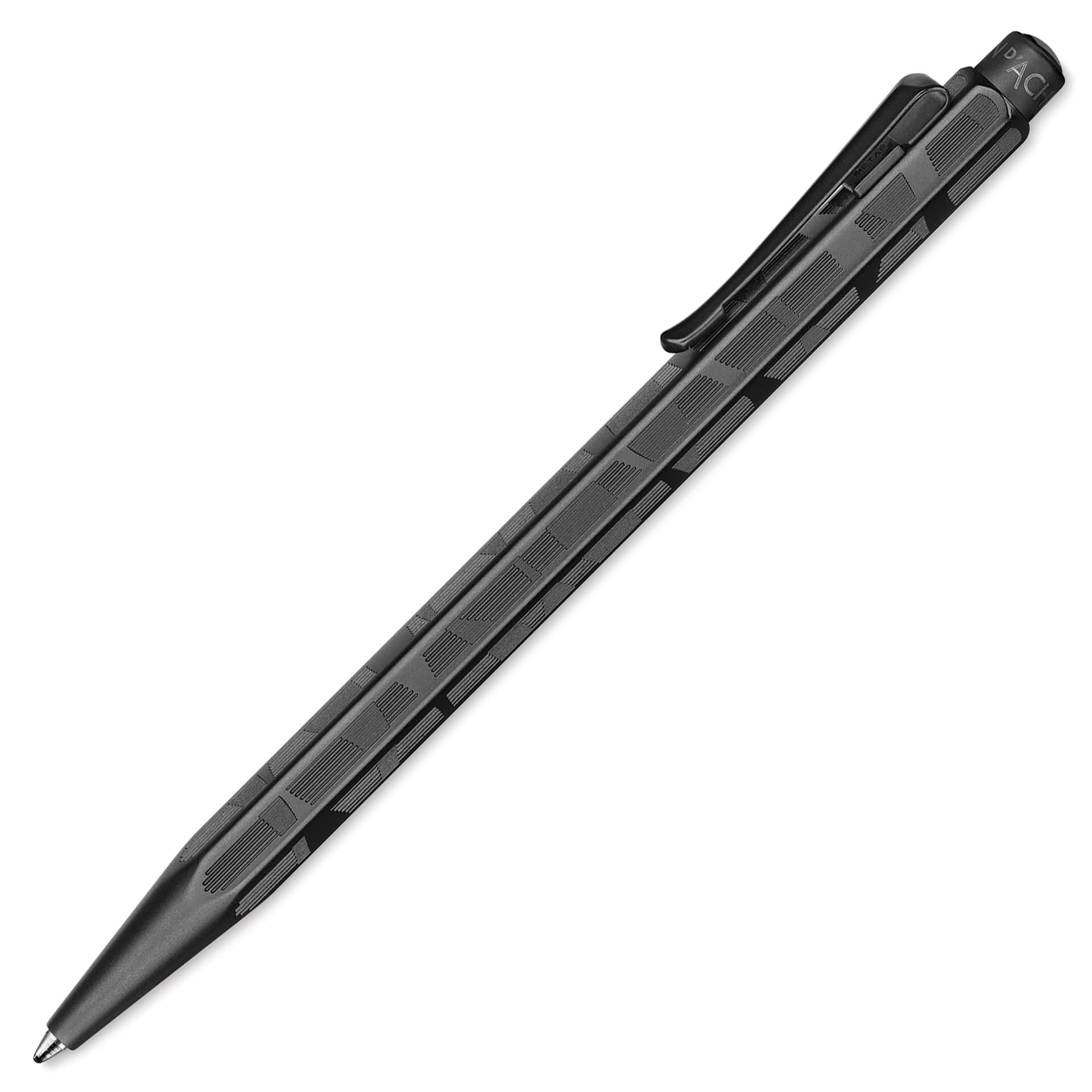 Caran d’Ache Ecridor Black Lines Ballpoint Pen, showing clip
