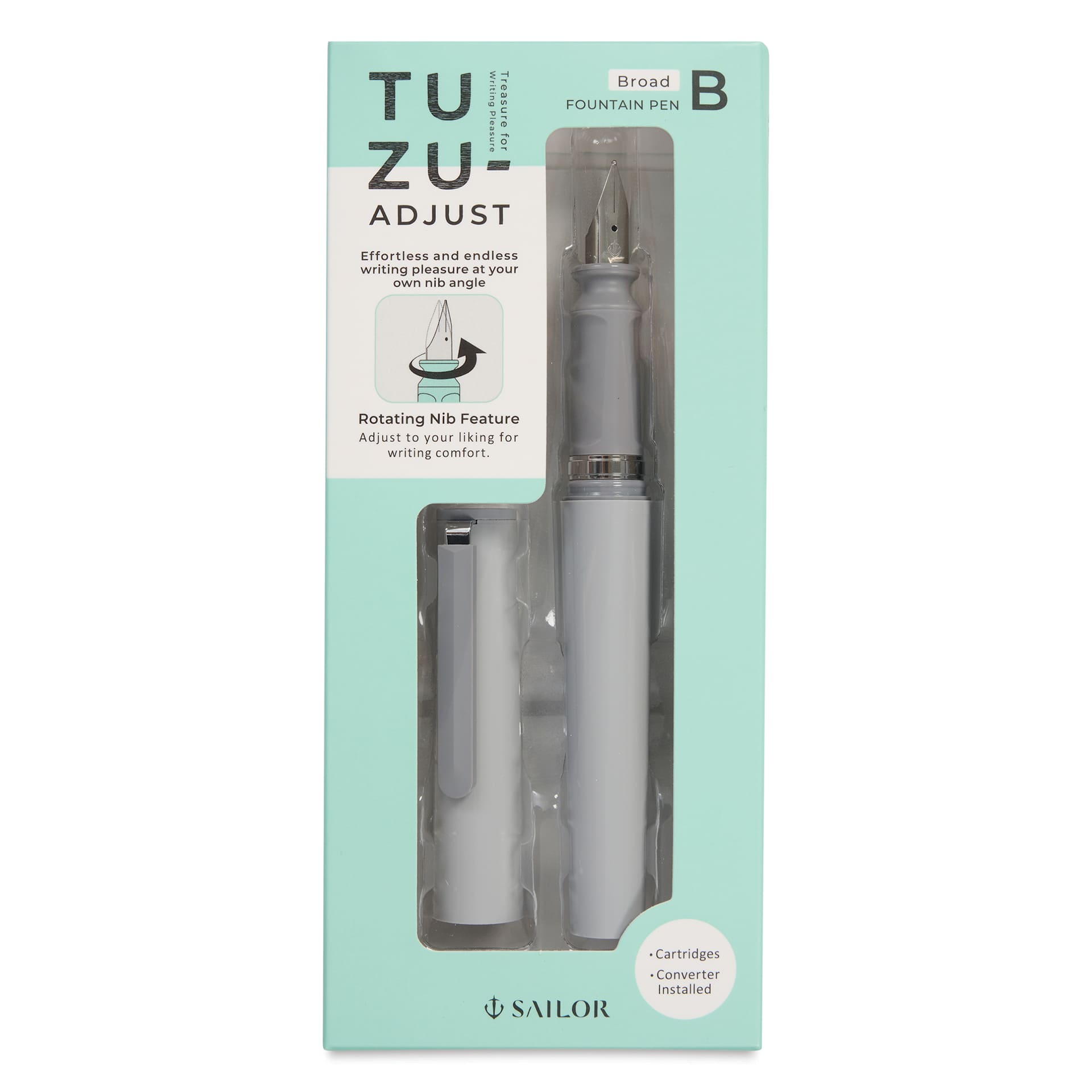 Sailor TUZU Adjust Fountain Pen - Gray, Broad, front of packaging