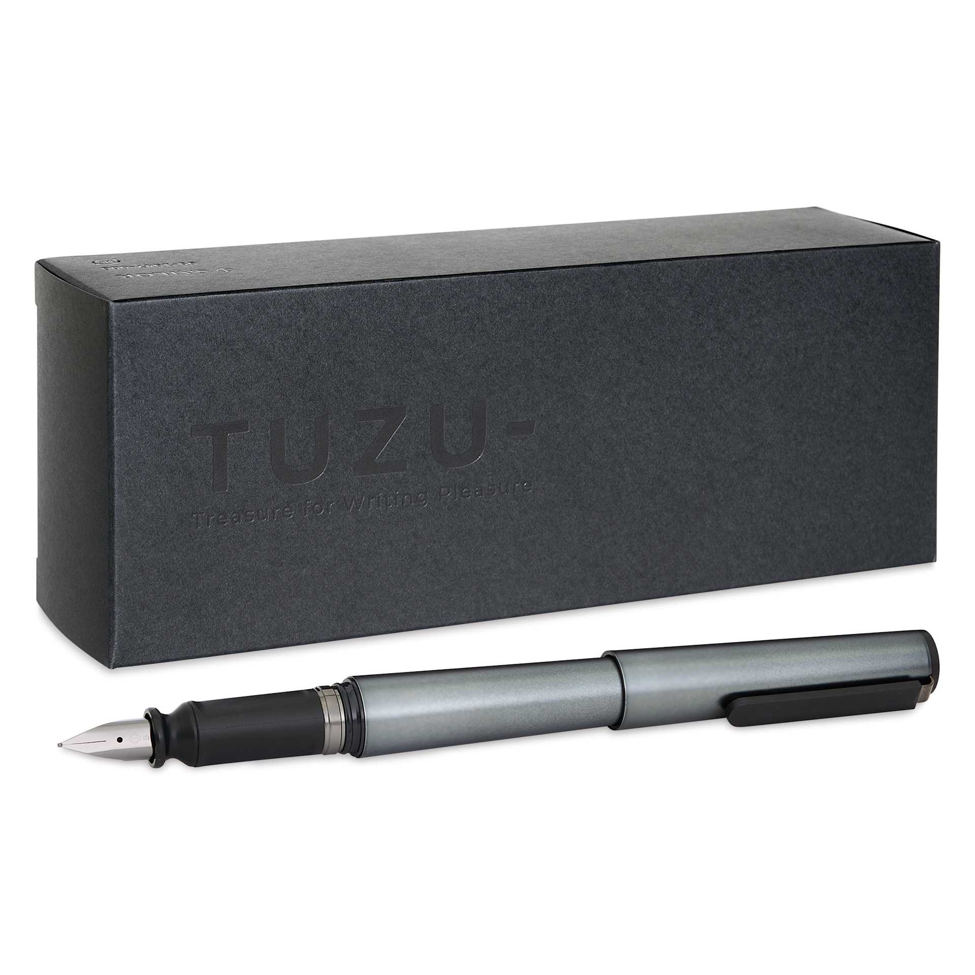 Sailor TUZU Adjust Fountain Pen - Gunmetal, Fine, in front of packaging