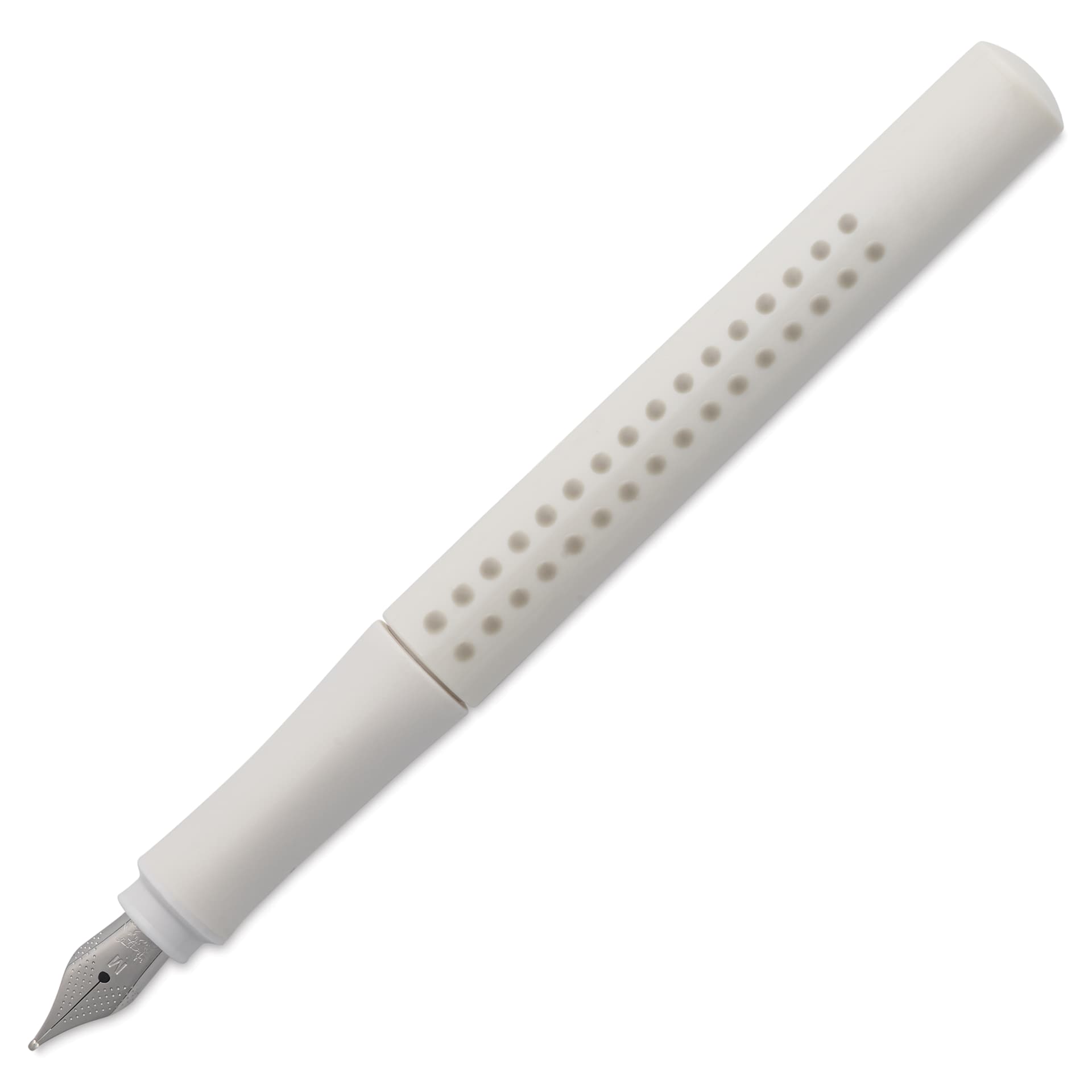 Faber-Castell 2010 Harmony Grip Fountain Pen - Coconut Milk, Medium Nib, cap off showing nib