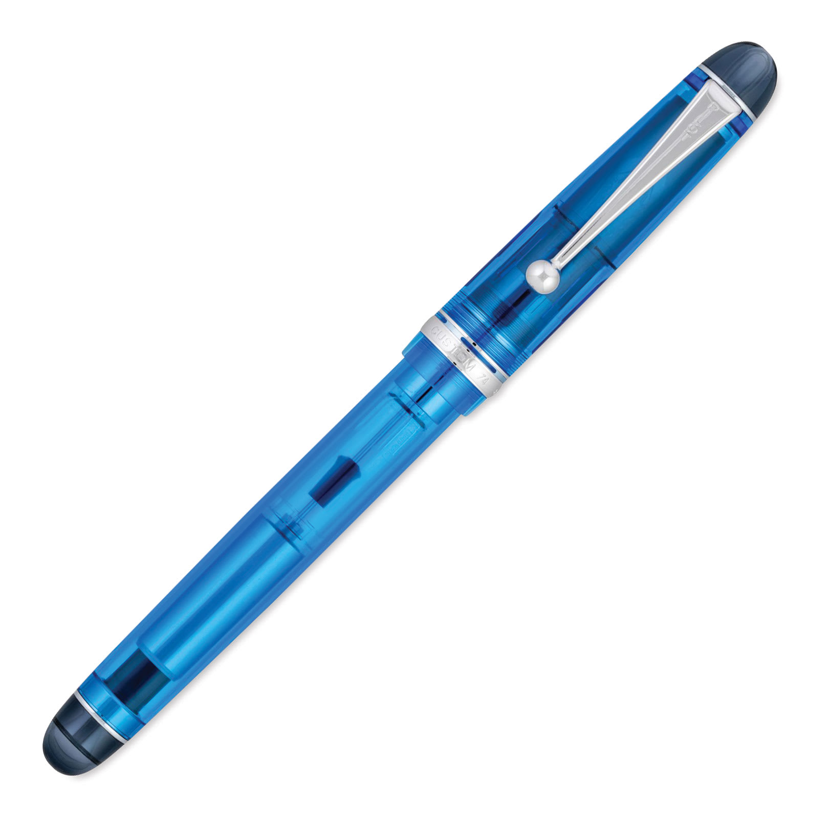 Pilot Custom 74 Fountain Pen - Blue, Medium, cap on