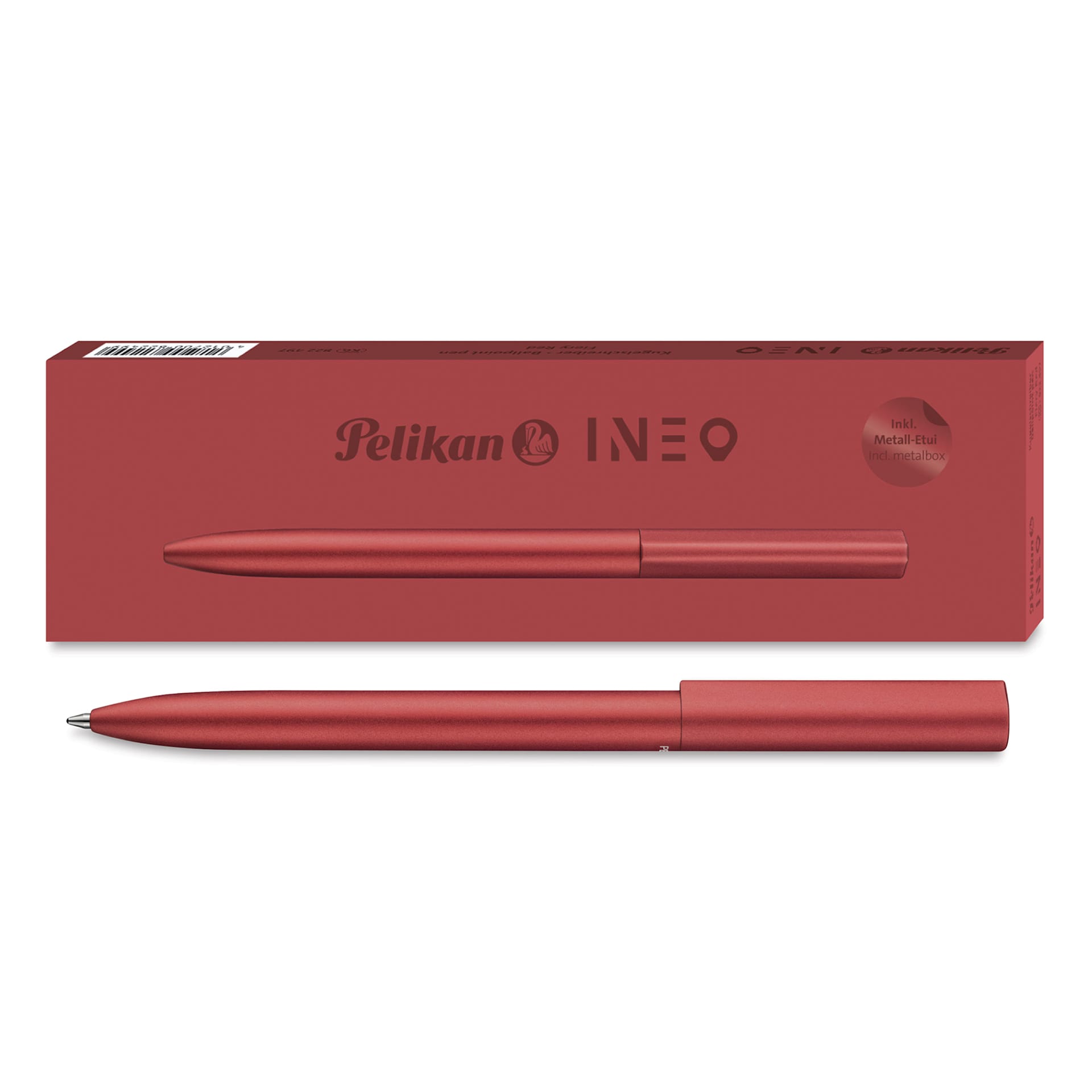 Pelikan Ineo Ballpoint Pen - Fiery Red pen with case