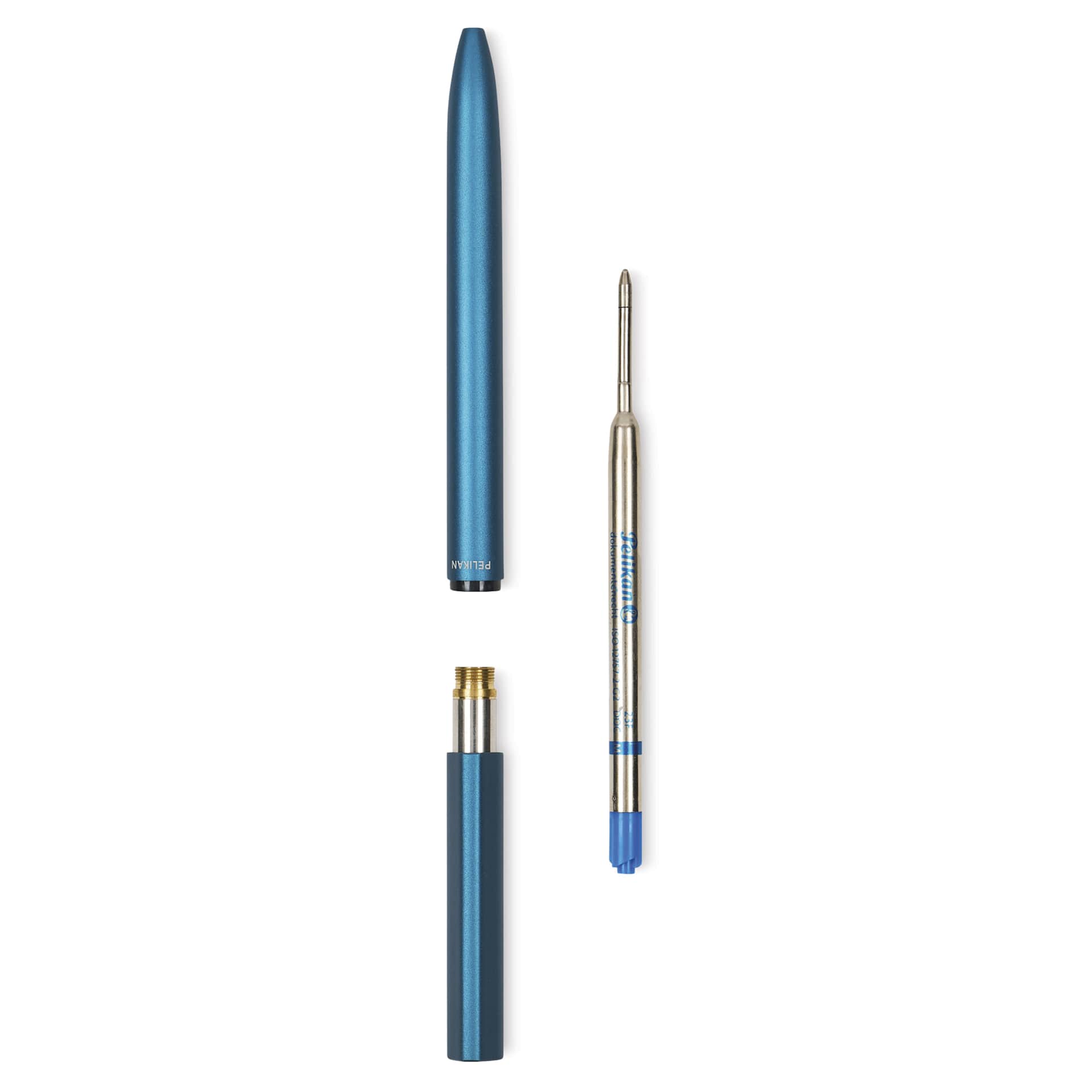 Pelikan Ineo Ballpoint Pen - Ocean Blue opened to show ink cartridge