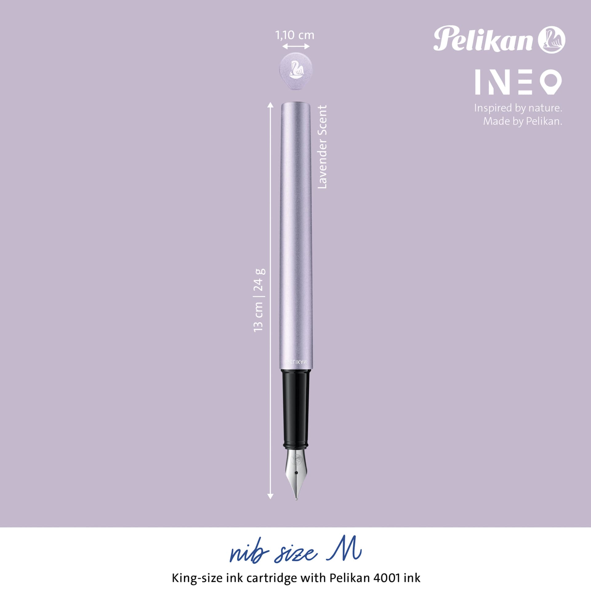Pelikan Ineo Fountain Pen - Lavender Scent with dimension