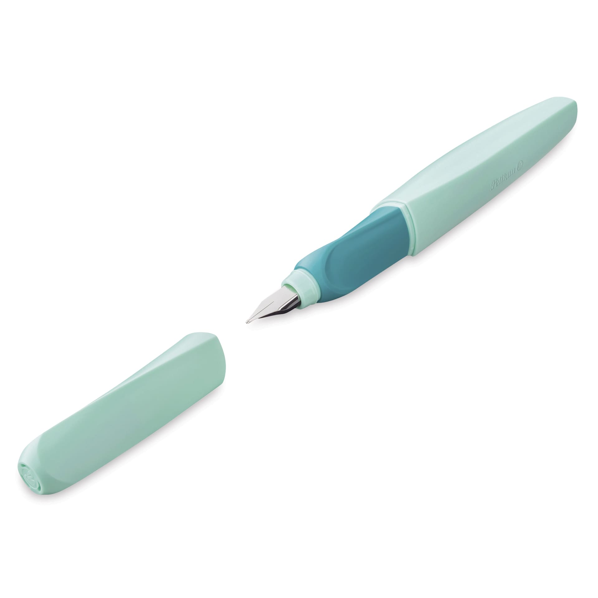 Pelikan Twist Fountain Pen - Neon Mint, Medium Tip, pen with cap off