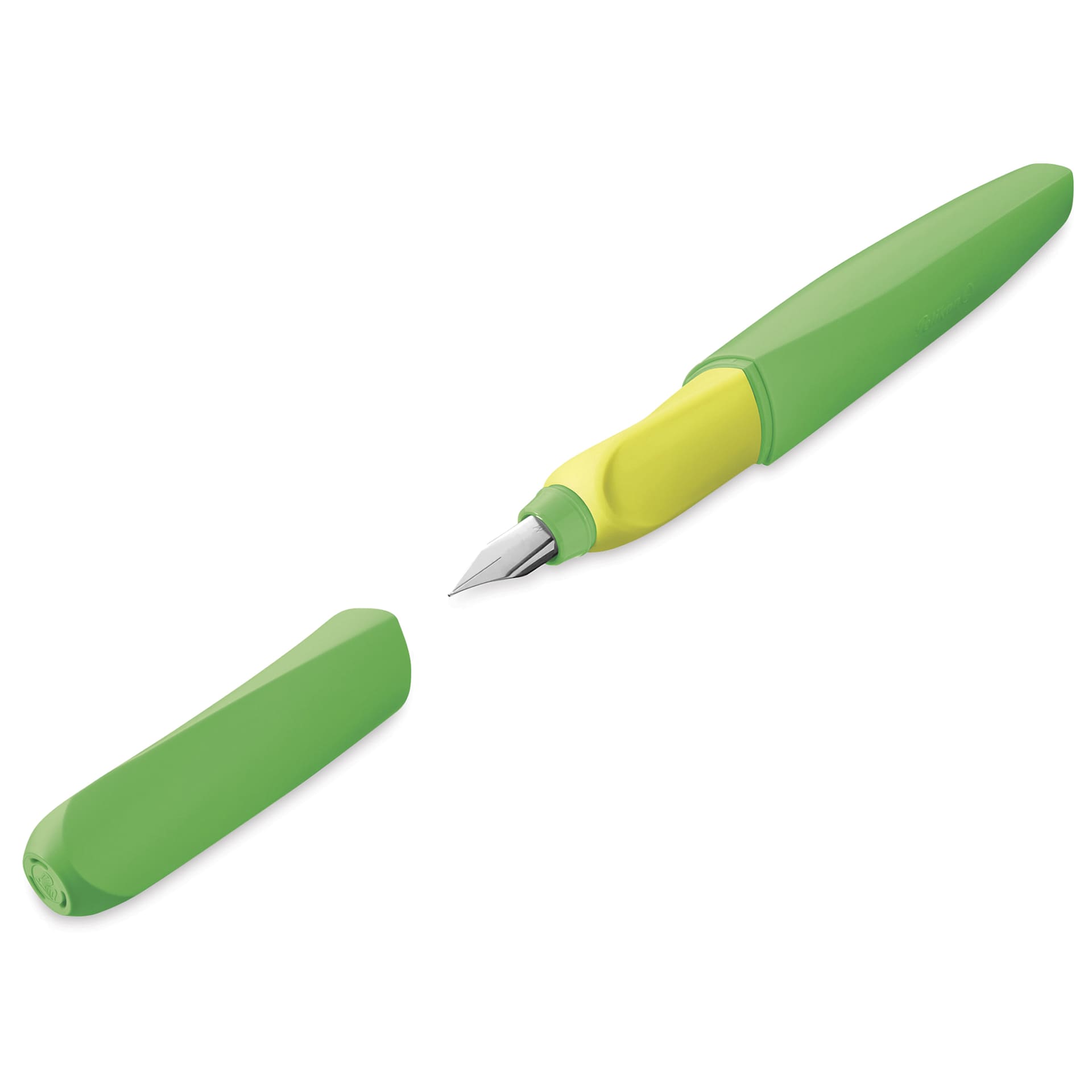 Pelikan Twist Fountain Pen - Neon Green, Medium Tip, pen with cap off