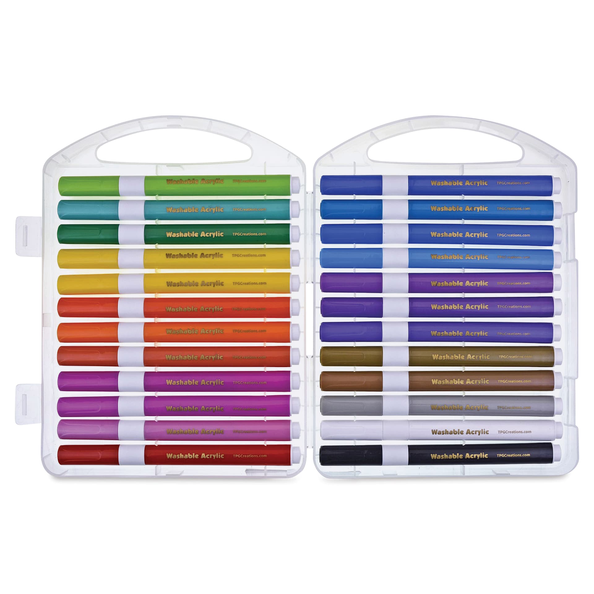 Magic Stix Washable Acrylic Markers - Assorted Color, Set of 24, carrying case open