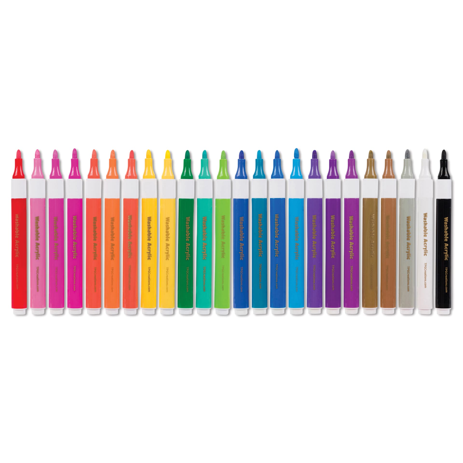 Magic Stix Washable Acrylic Markers - Assorted Color, Set of 24, caps off