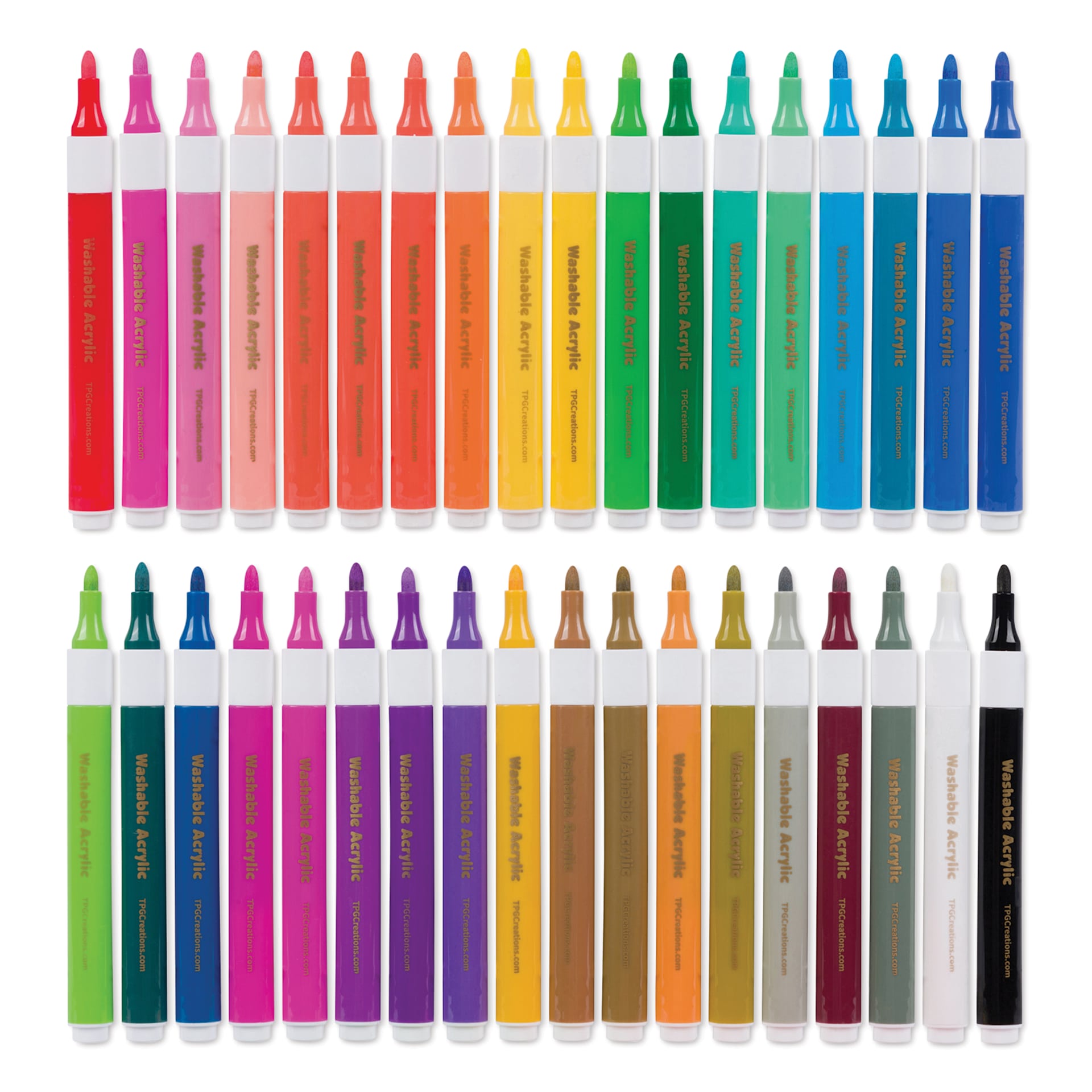 Magic Stix Washable Acrylic Markers - Assorted Color, Set of 36, caps off