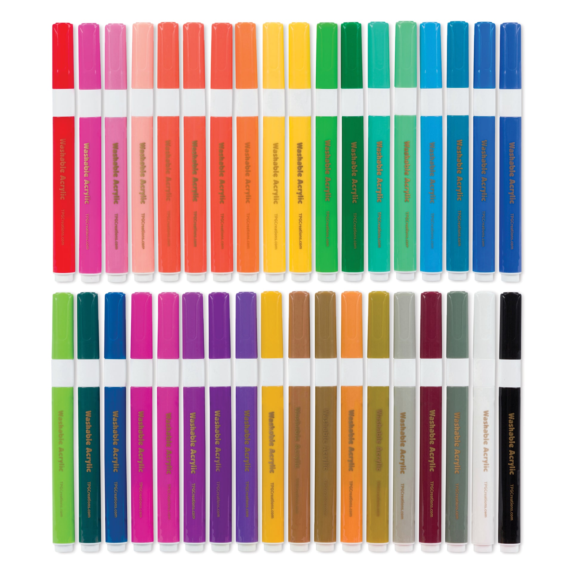 Magic Stix Washable Acrylic Markers - Assorted Color, Set of 36, caps off