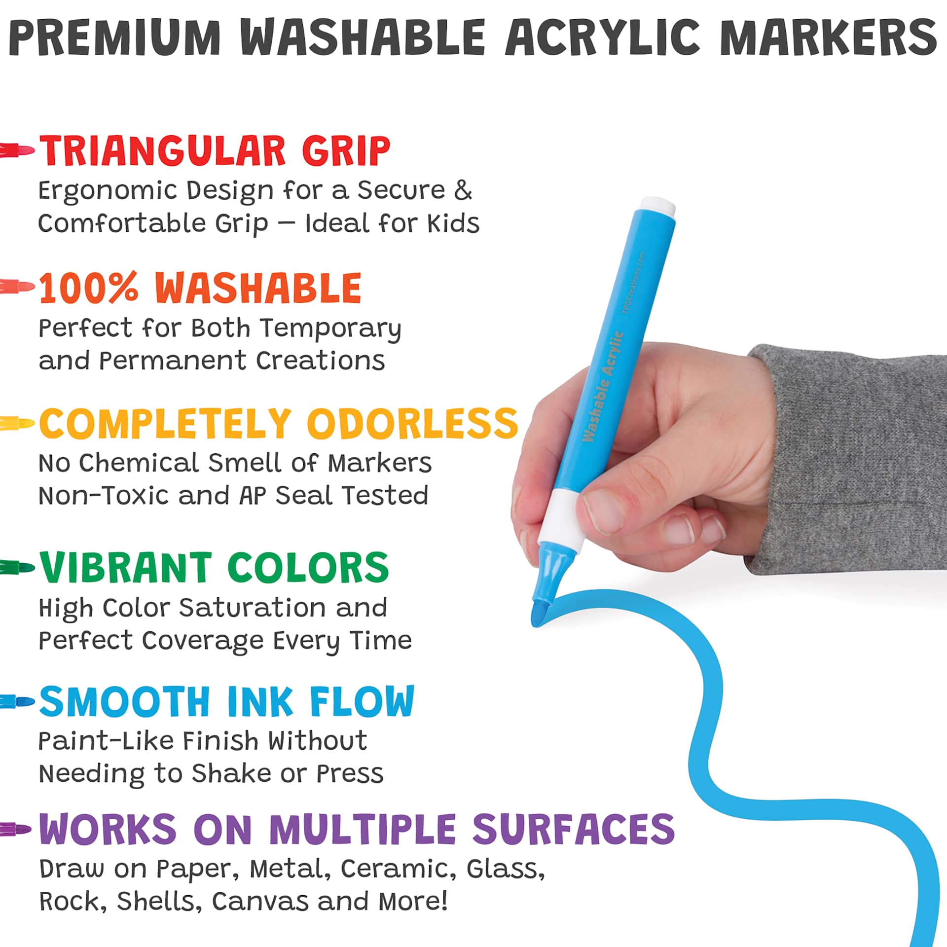 Magic Stix Triangular Washable Acrylic Marker, description of the marker