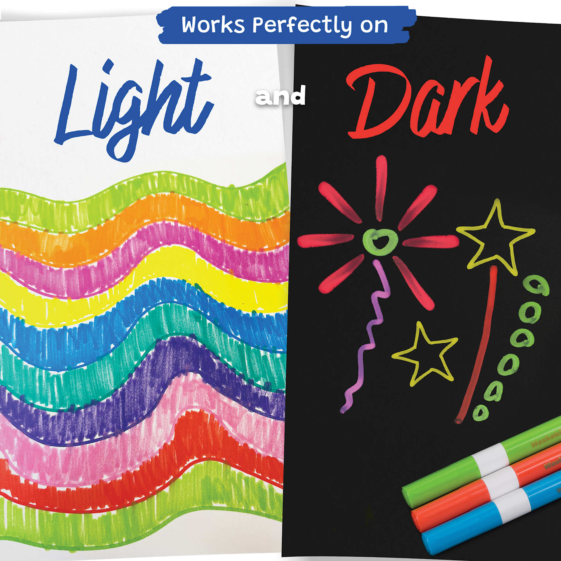Magic Stix Triangular Washable Acrylic Markers, perfect for light and dark backgrounds