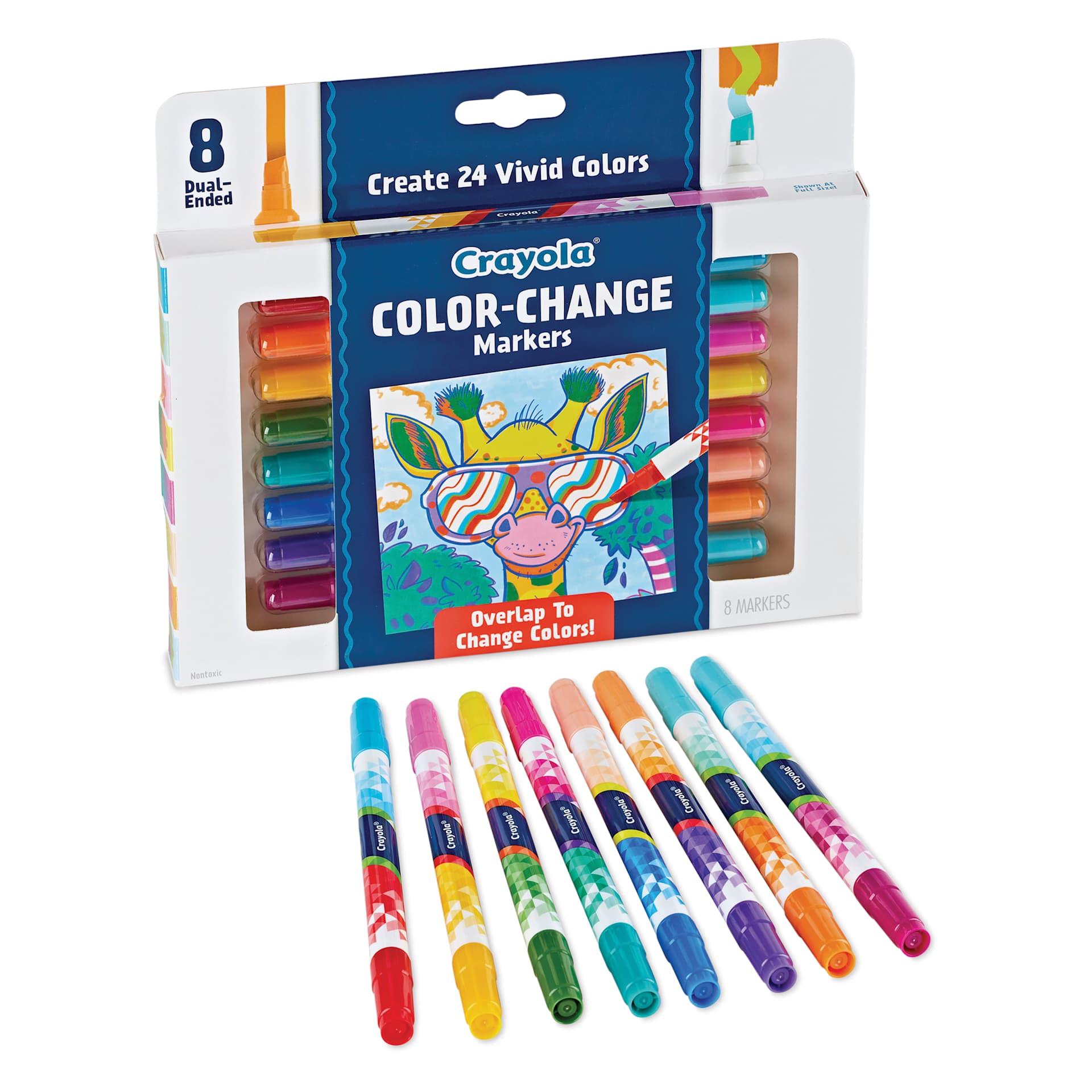 Crayola Color-Change Doodle Markers - Set of 8, packaging and set contents