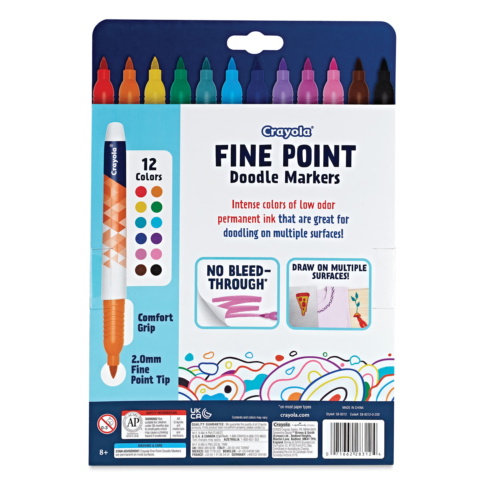Crayola Fine Point Doodle Markers - Set of 12