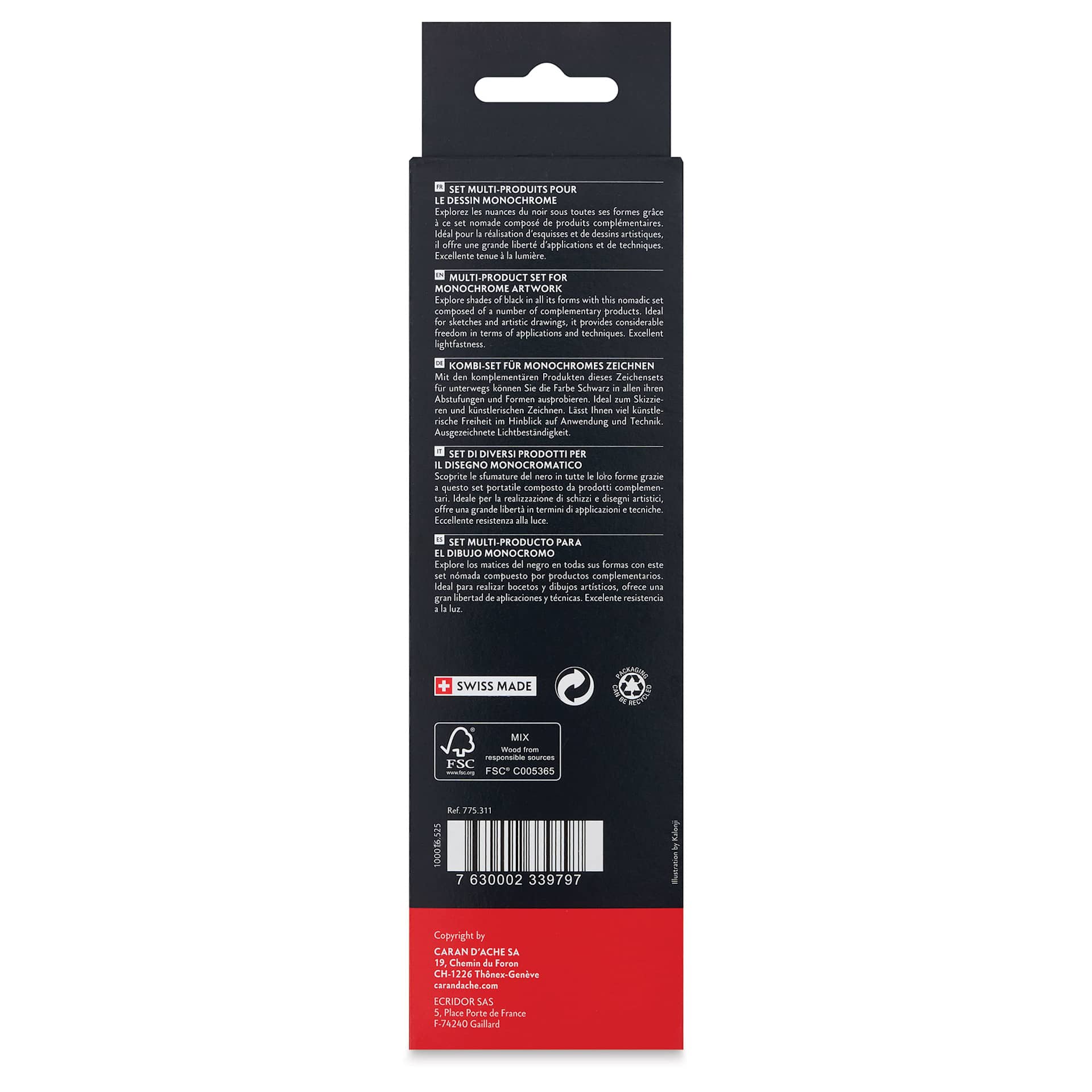 Caran d'Ache Graphite Line Multi-Techniques Sketching Set (back of package) Caran d'Ache Graphite Line Multi-Techniques Sketching Set (back of package)