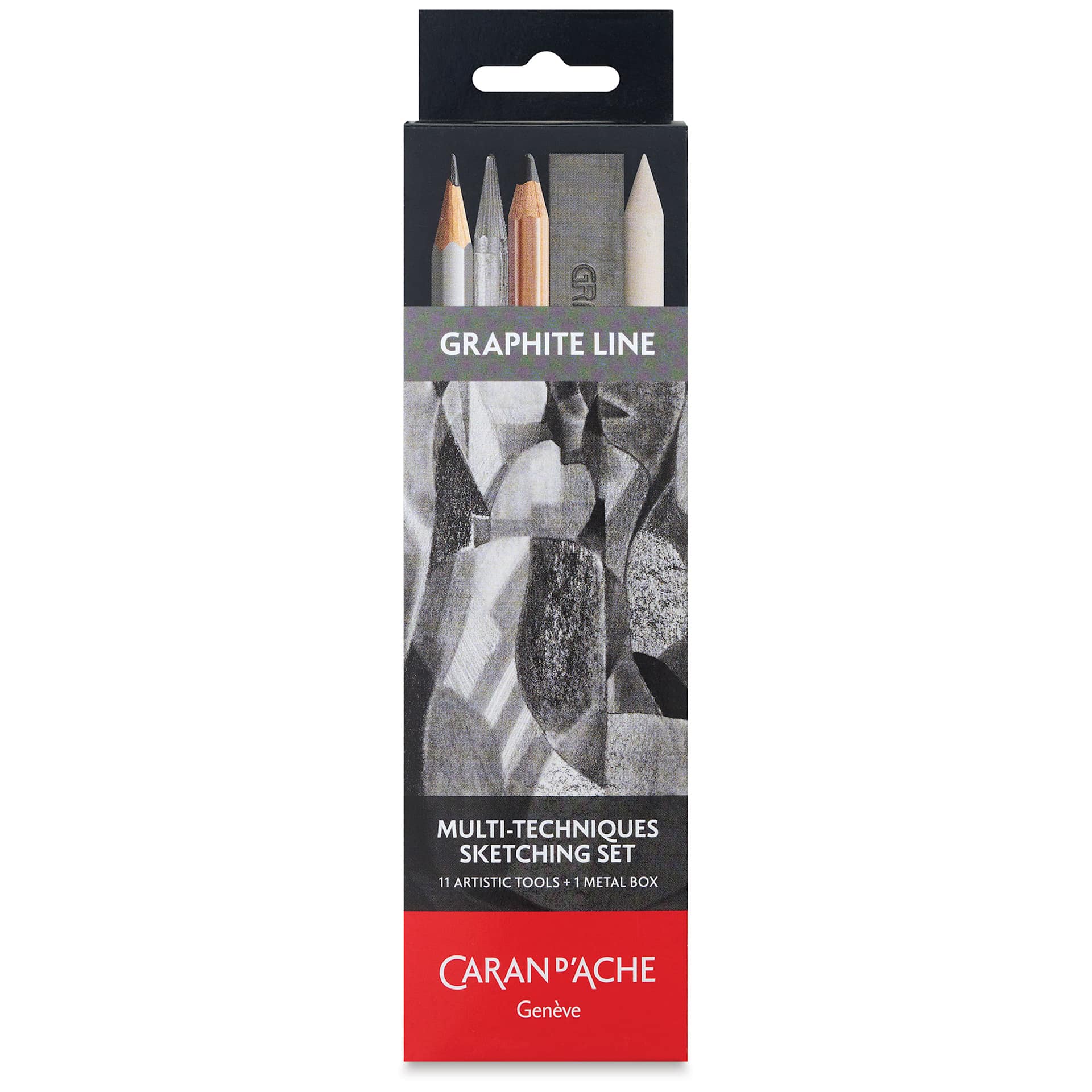 Caran d'Ache Graphite Line Multi-Techniques Sketching Set (front of package) Caran d'Ache Graphite Line Multi-Techniques Sketching Set (front of package)