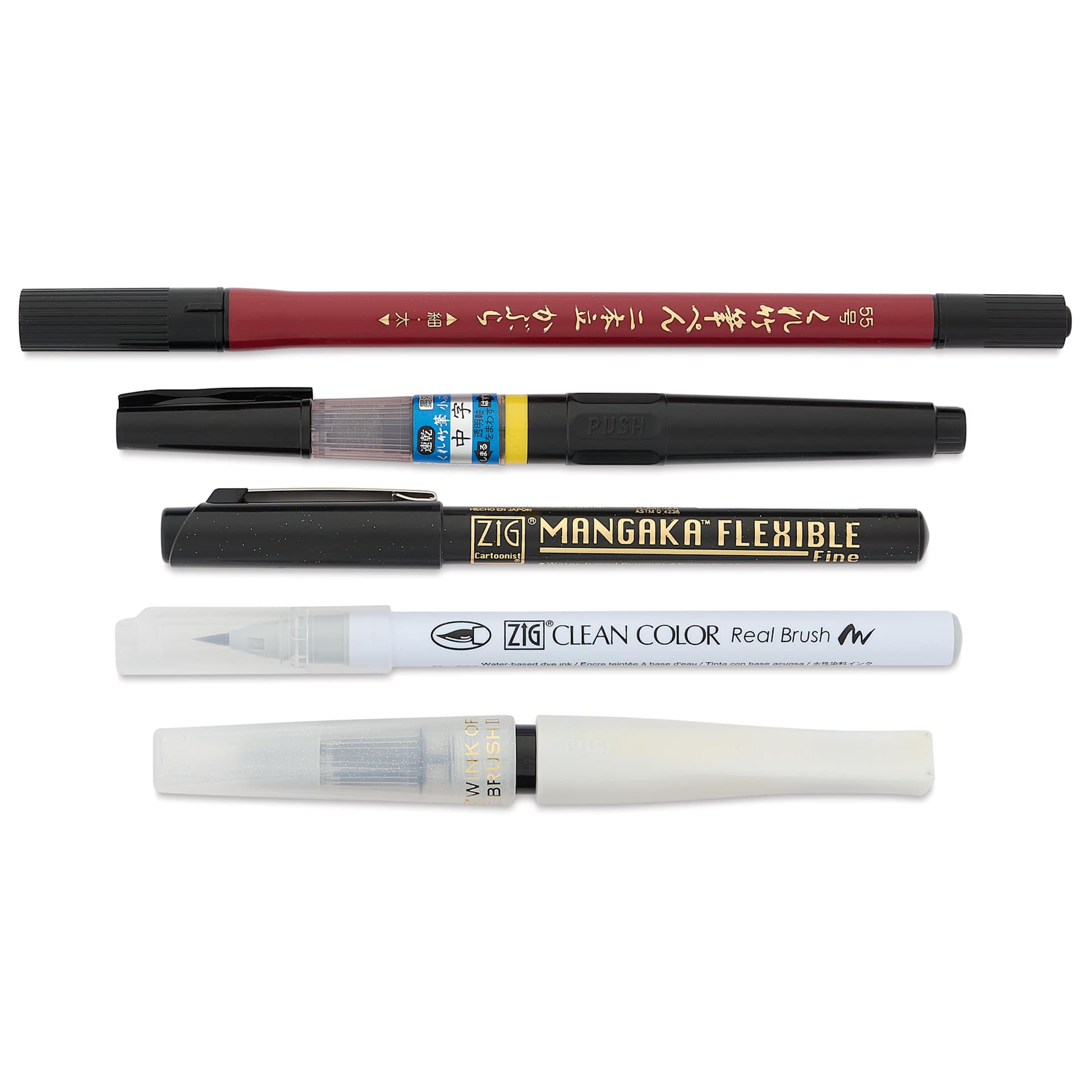 Kuretake Zig Illustration Set - Set of 5, Basic No. 3, contents, capped